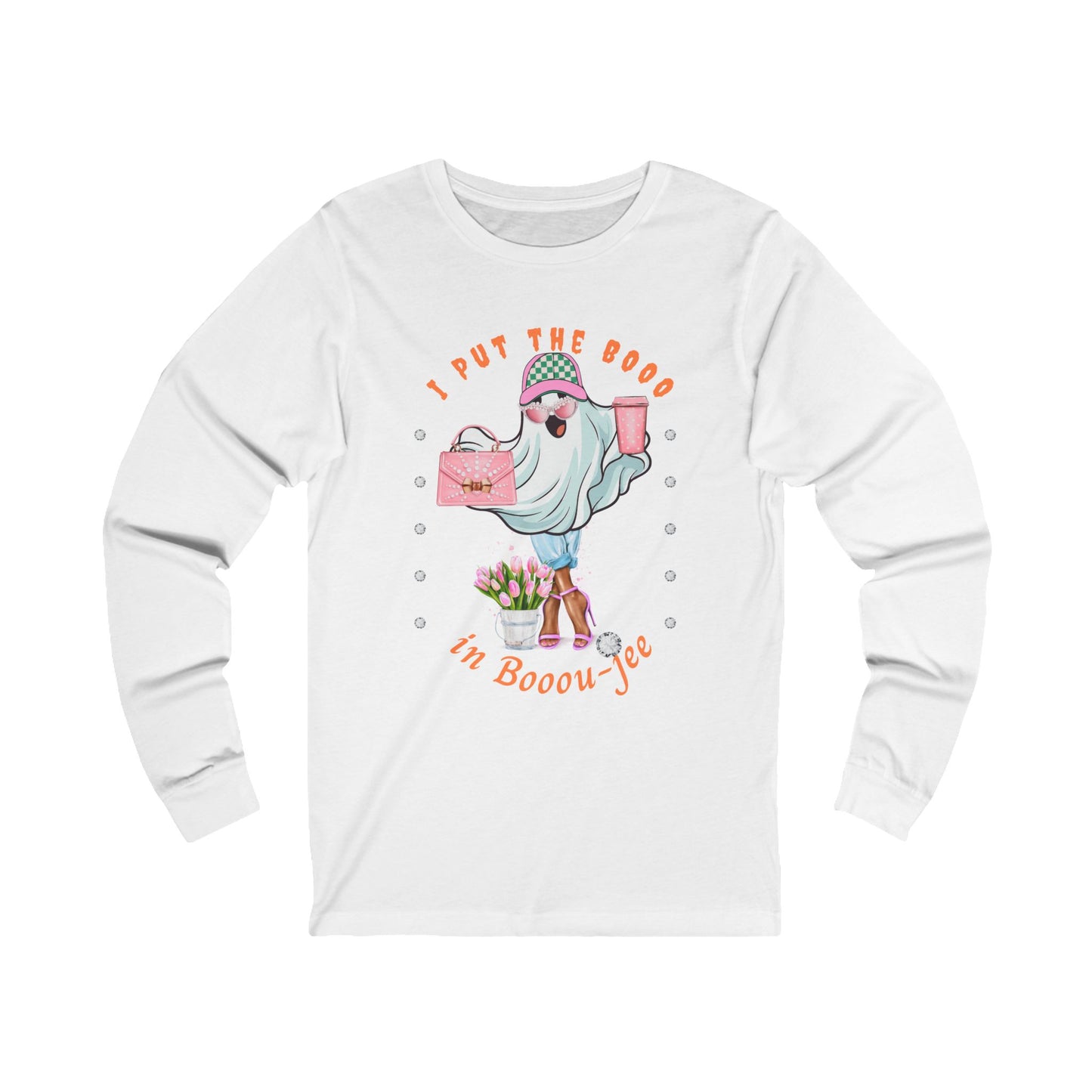Halloween Booo in Boooujee - Jersey Long Sleeve Tee BROWN SKIN TONE