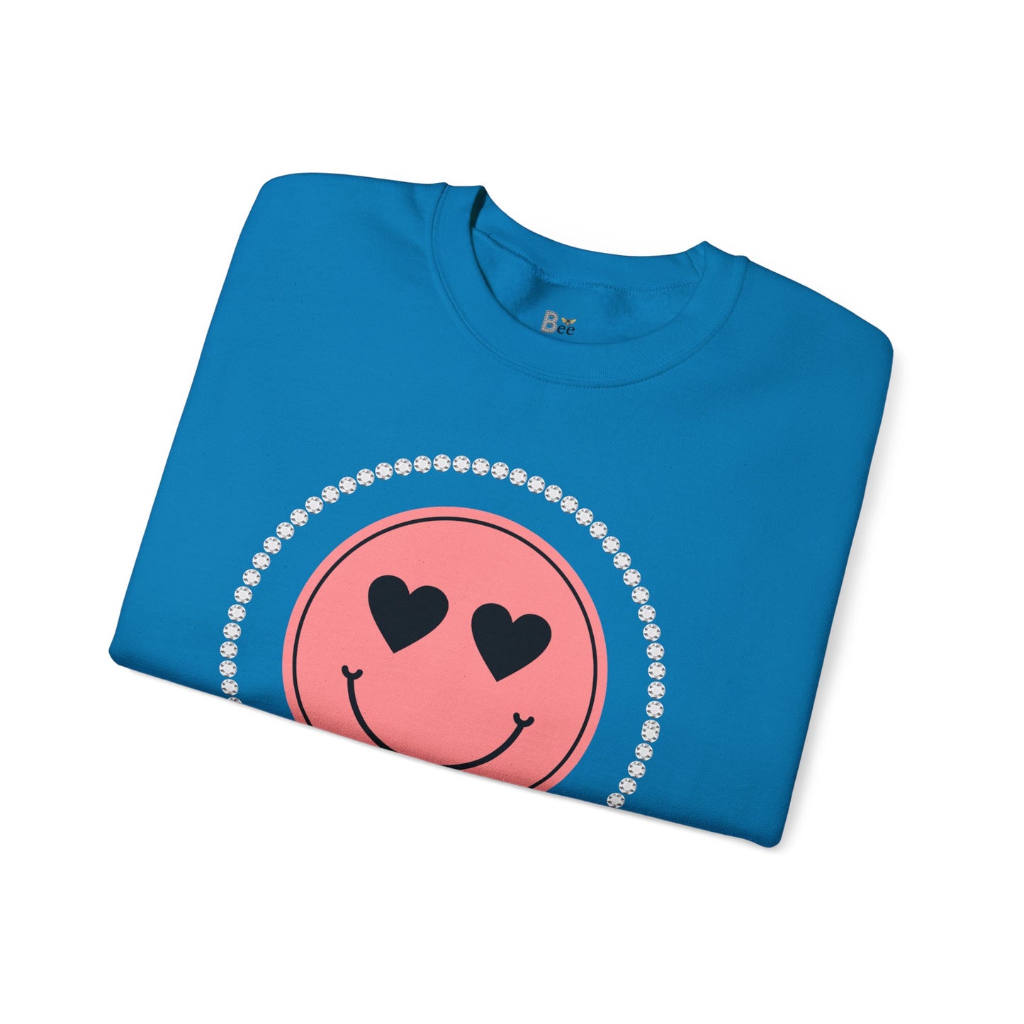 Boujee Smiley Face Pink Heart Eyes - Heavy Blend™ Light Colors Crewneck Sweatshirt