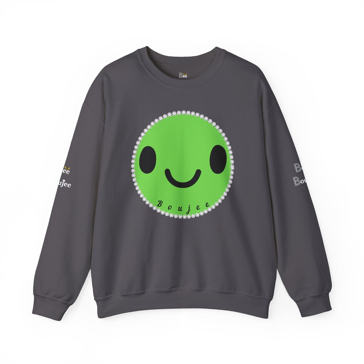 Boujee Smiley Face Green - Heavy Blend™ Dark Colors Crewneck Sweatshirt