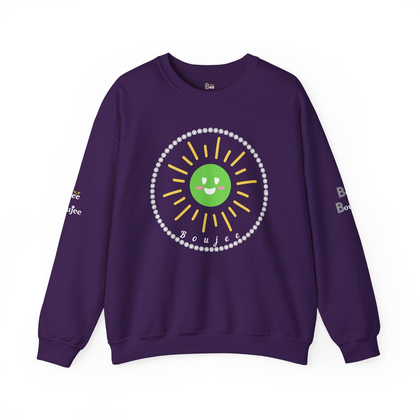 Boujee Sunshine Smiley Face Green - Heavy Blend™ Dark Colors Crewneck Sweatshirt