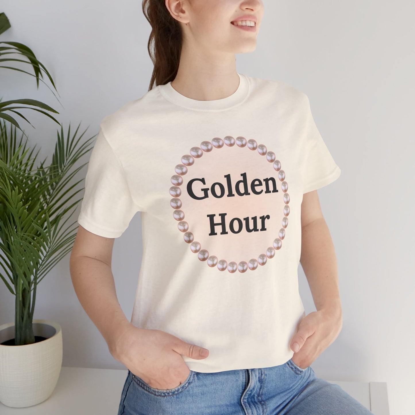 Golden Hour Pearl-Framed Luxe Tee