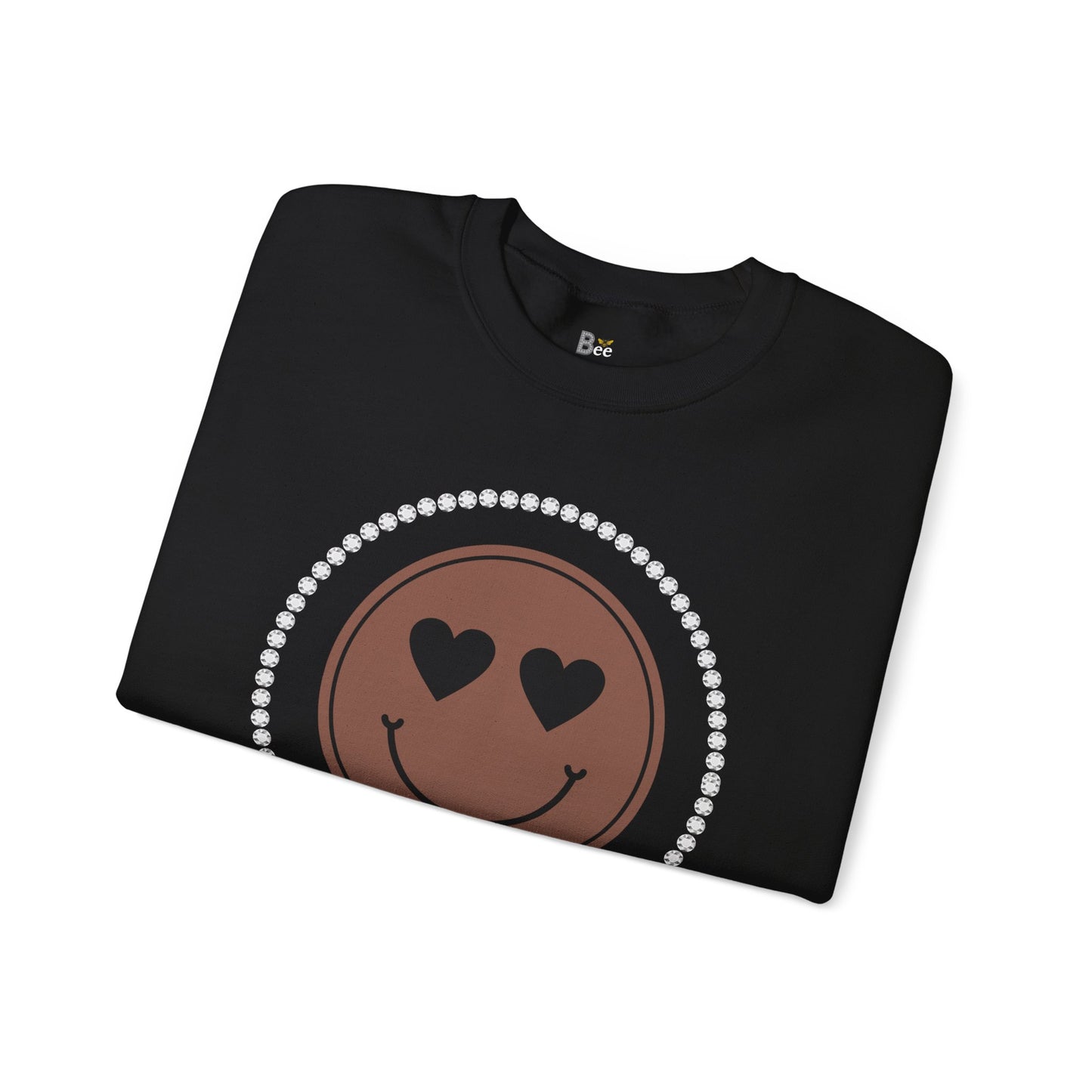 Boujee Smiley Face Brown Heart Eyes - Heavy Blend™ Dark Colors Crewneck Sweatshirt