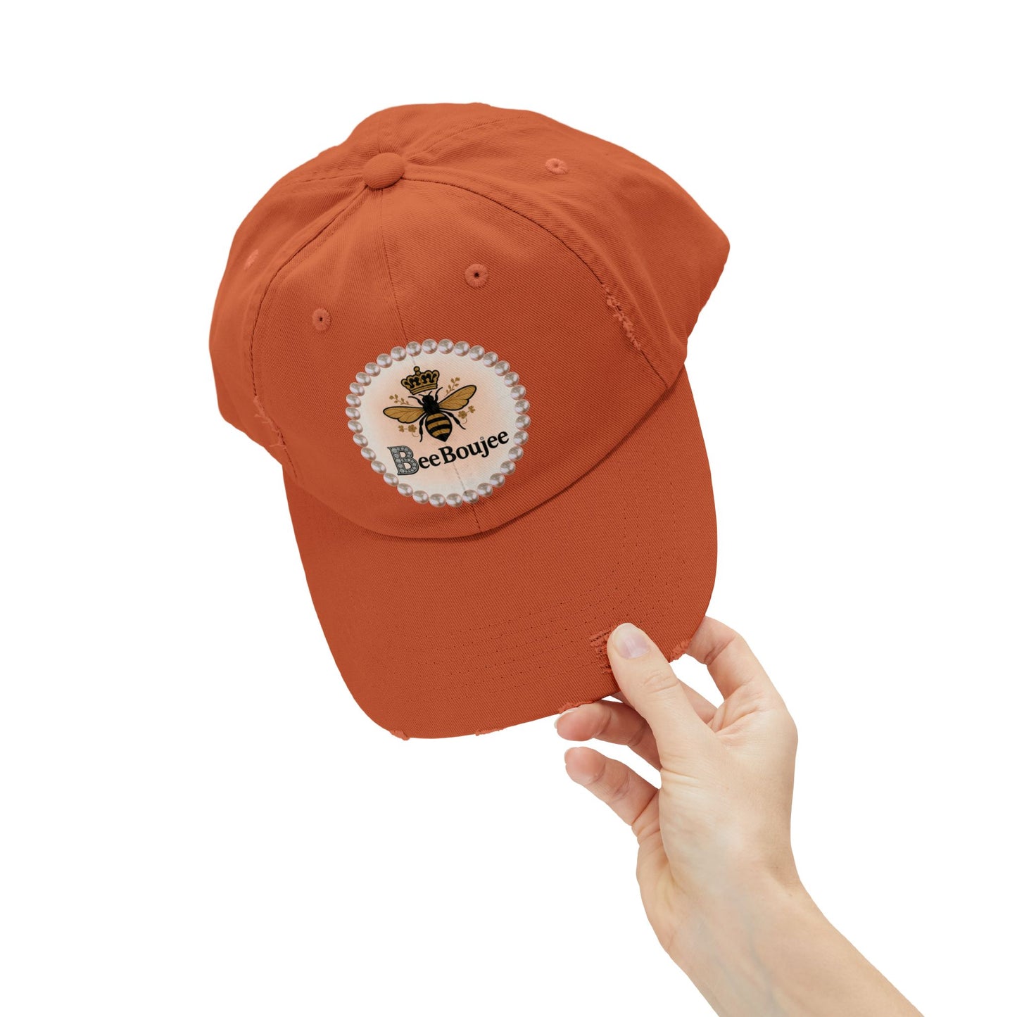 Bee Boujee Distressed Pearl-Emblem Cap