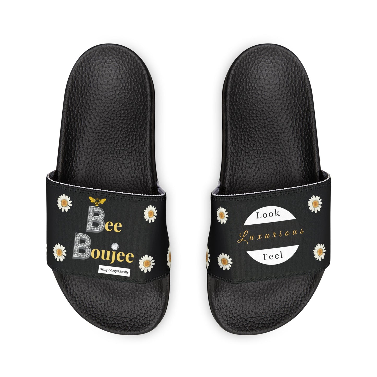 Bee Boujee - BLACK Flowers Women's Removable-Strap Sandals