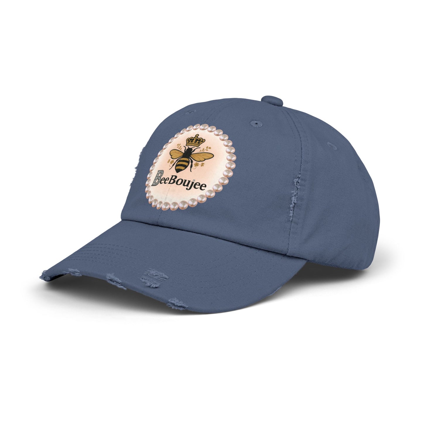 Bee Boujee Distressed Pearl-Emblem Cap