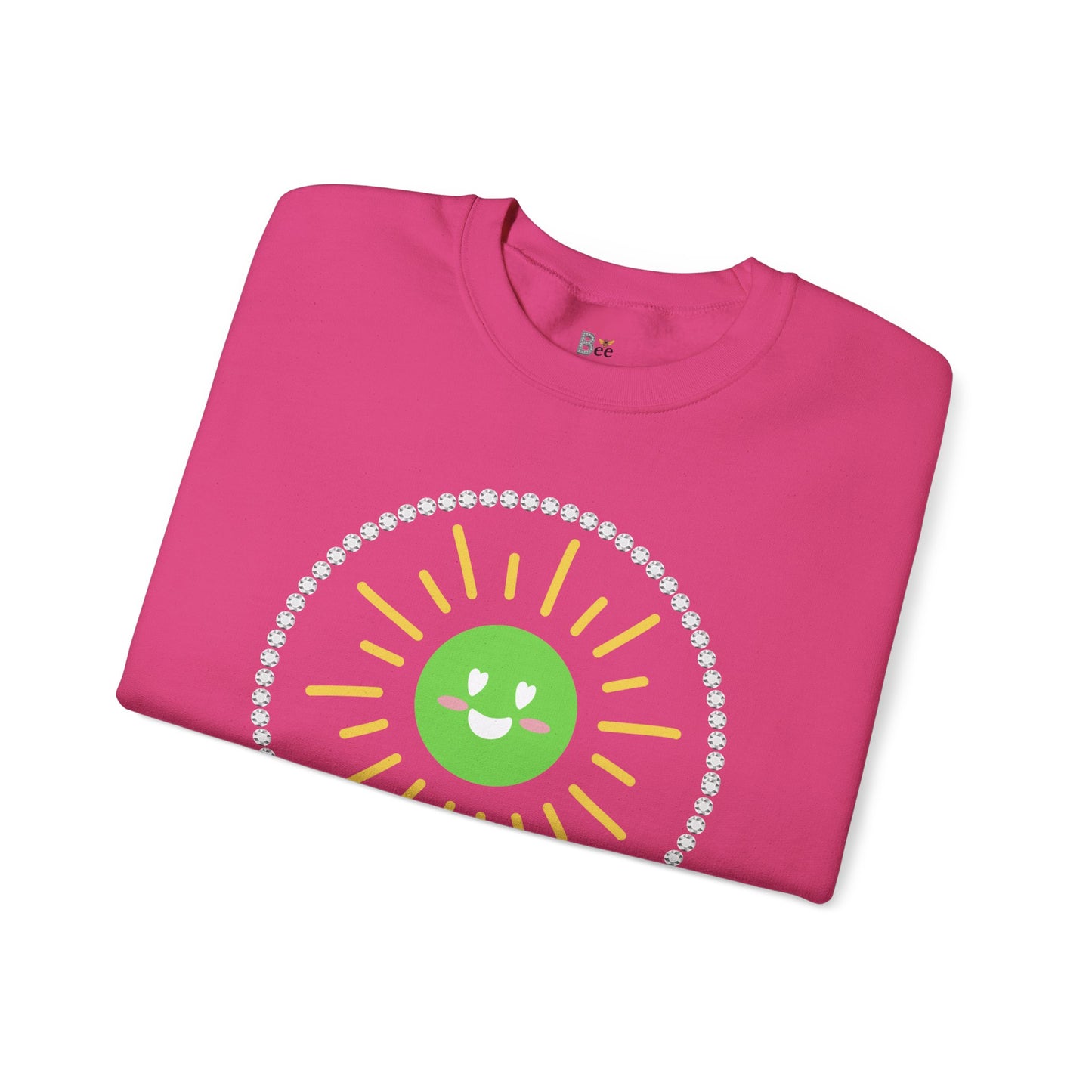 Boujee Sunshine Smiley Face Green - Heavy Blend™ Light Colors Crewneck Sweatshirt