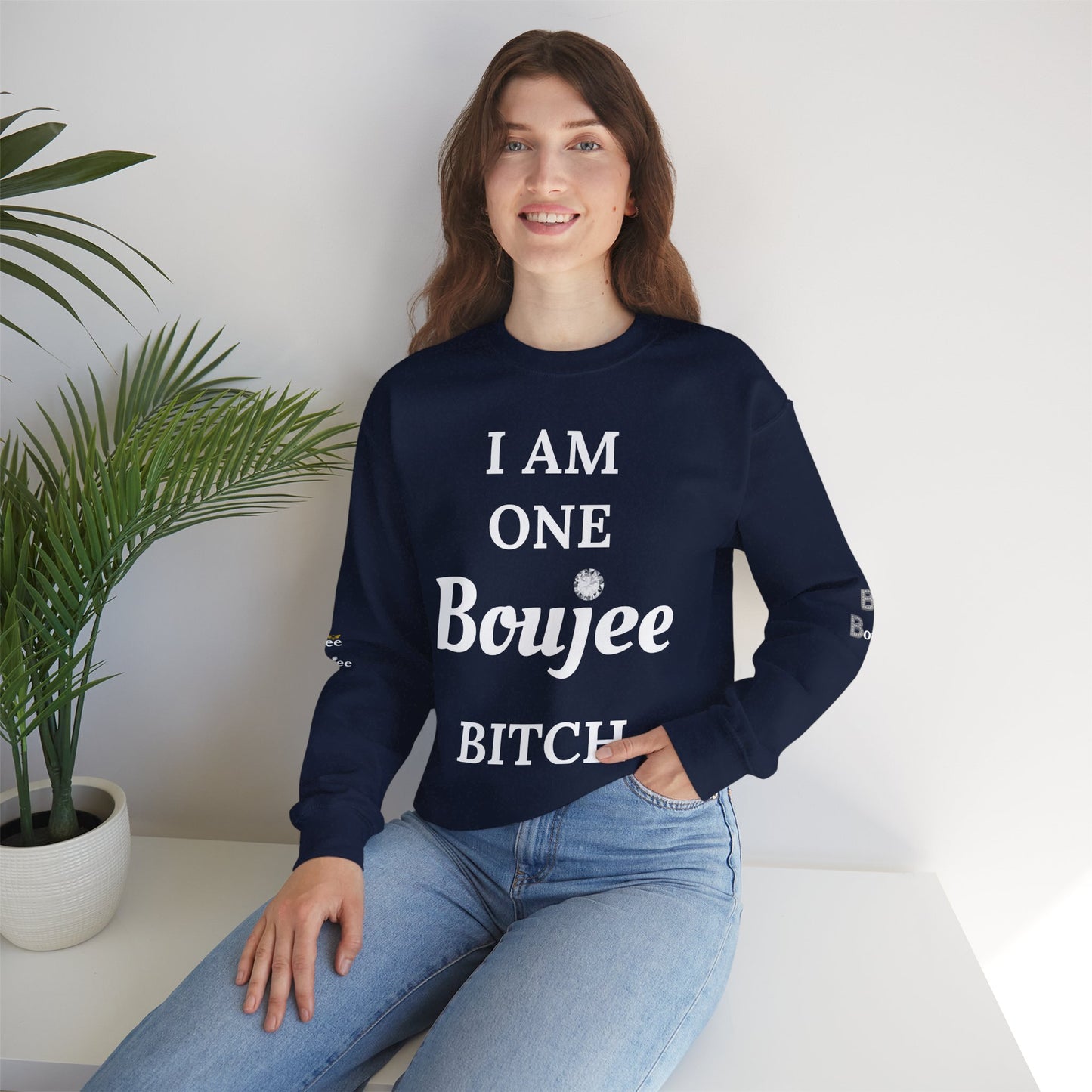 I Am One Boujee Bitch - Heavy Blend™ Dark Colors Crewneck Sweatshirt