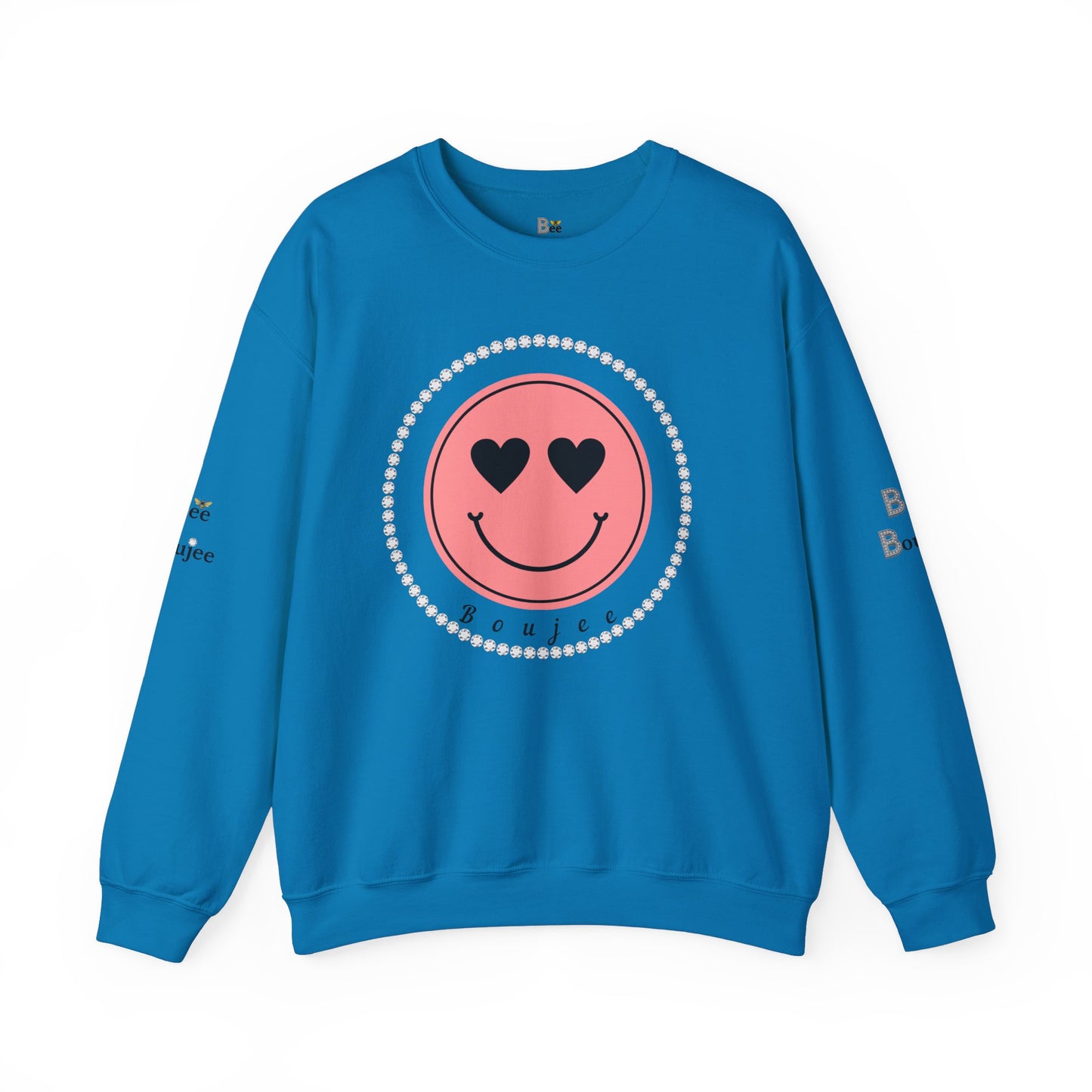 Boujee Smiley Face Pink Heart Eyes - Heavy Blend™ Light Colors Crewneck Sweatshirt