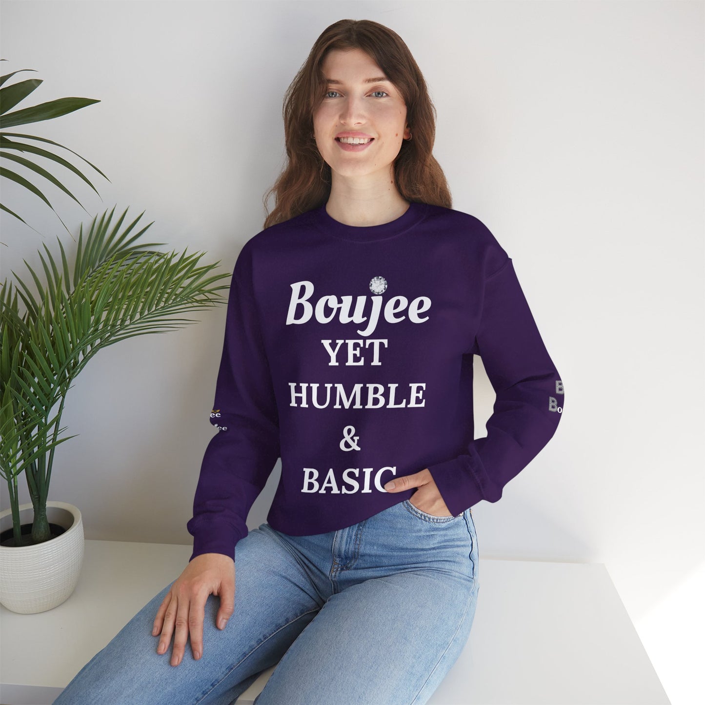Boujee Yet Humble & Basic - Heavy Blend™ Dark Colors Crewneck Sweatshirt