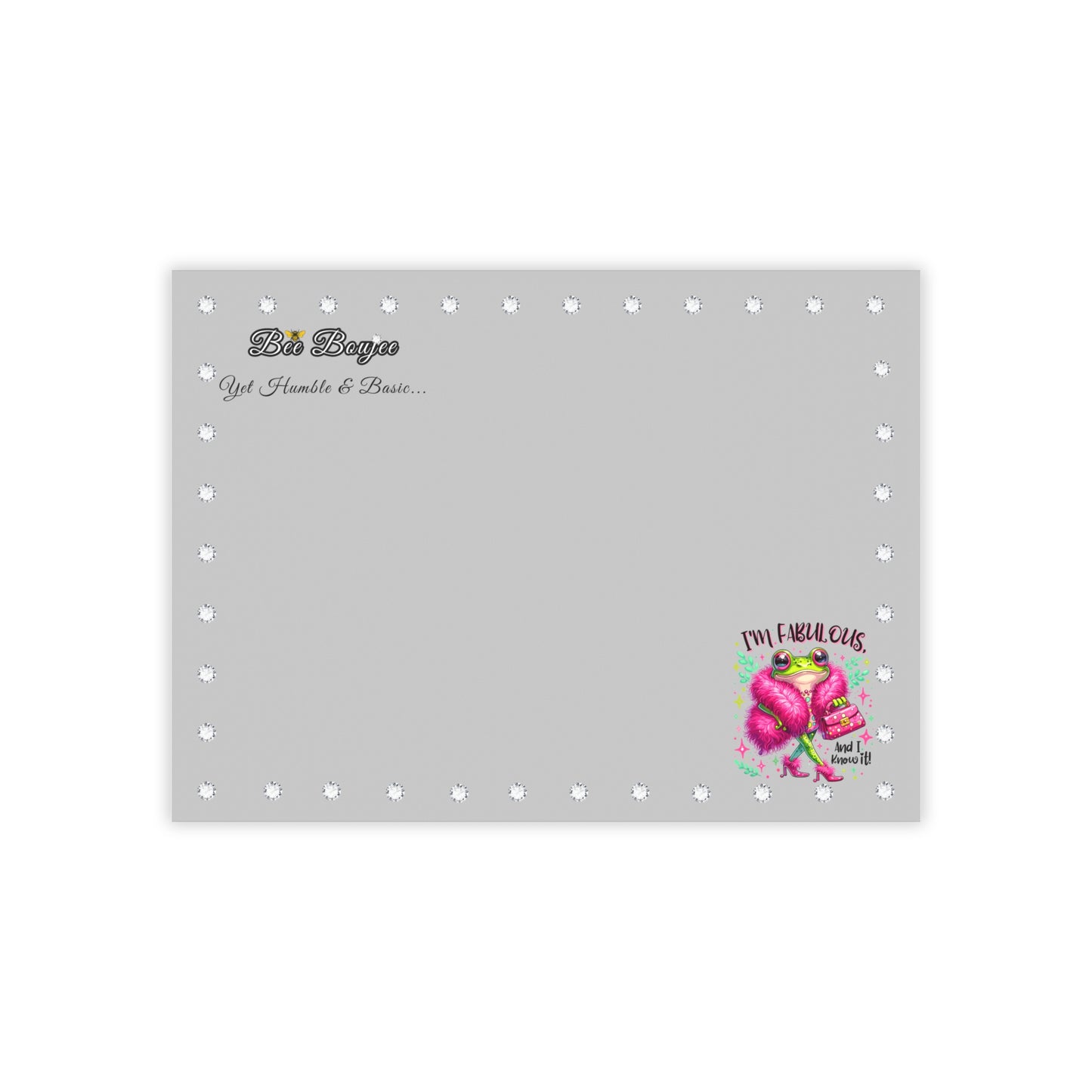 Bee Boujee DIAMONDS Fabulous Froggie - Post-it® Note Pad GREY 8x6