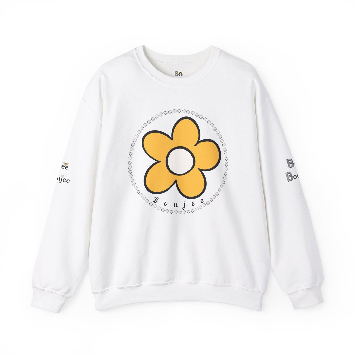 Boujee Flower Yellow White - Heavy Blend™ Light Colors Crewneck Sweatshirt