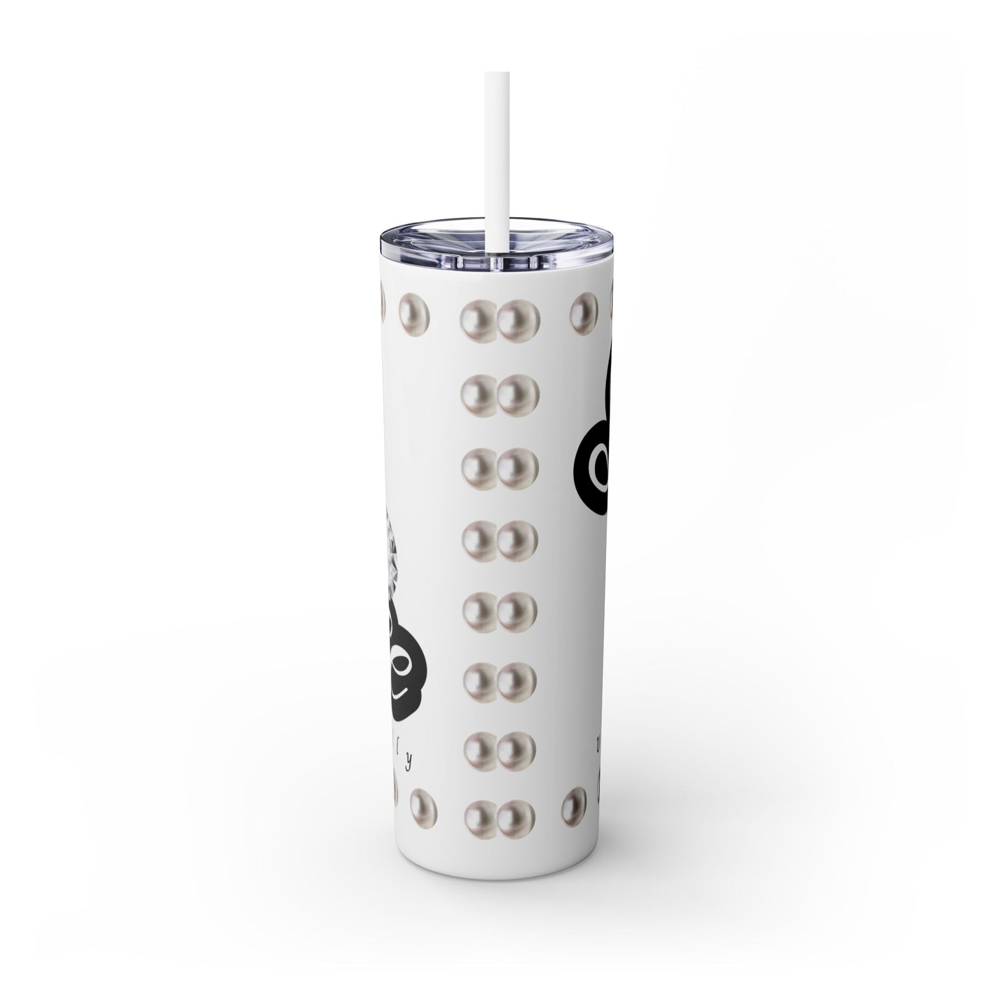 Boujee Unapologetically in PEARLS - Skinny Tumbler with Straw, 20oz