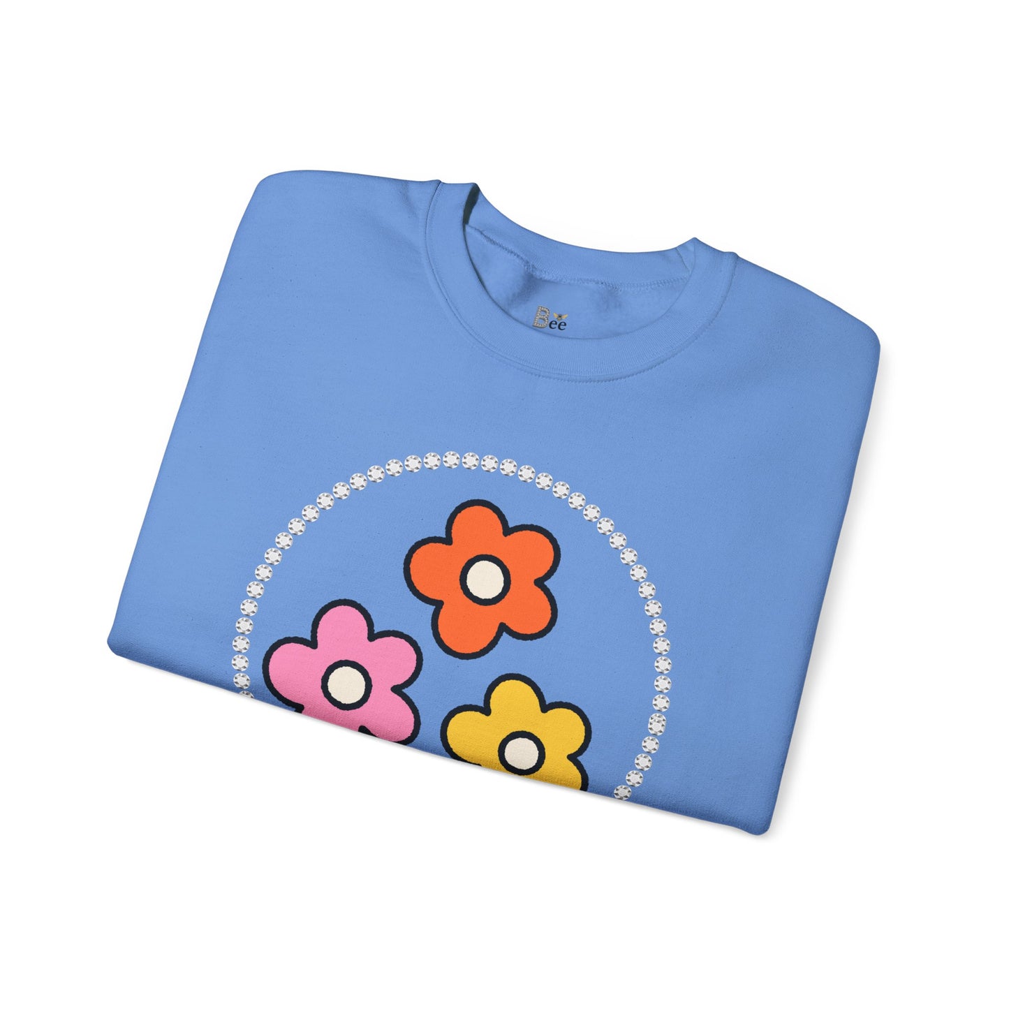 Boujee Mini Flowers Pink Orange Yellow - Heavy Blend™ Light Colors Crewneck Sweatshirt