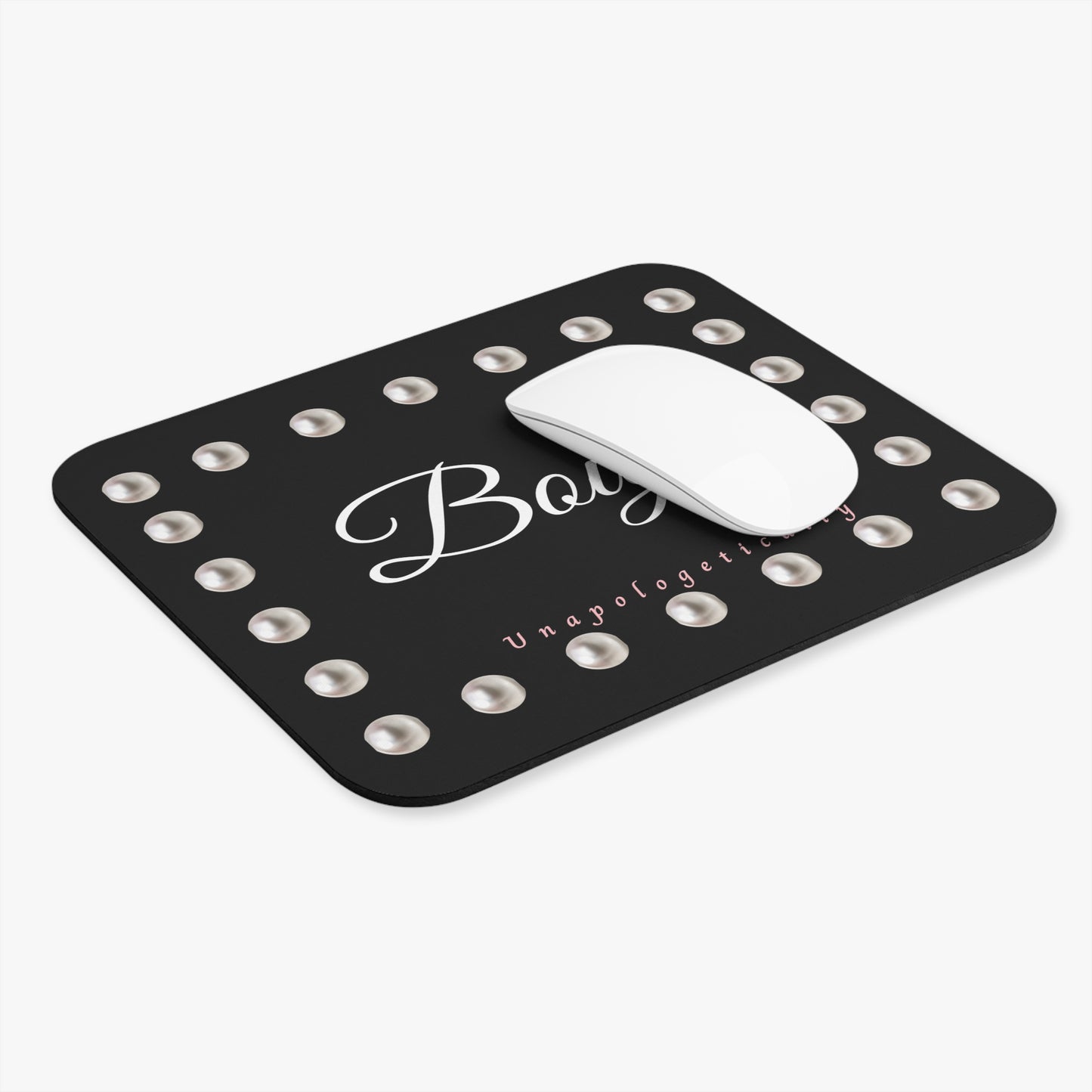 Boujee in Pearls Mouse Pad BLACK (Rectangle)