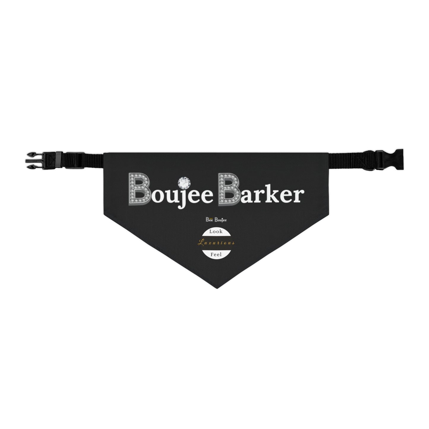 Boujee Barker Bandana BLACK - Pet Collar LARGE