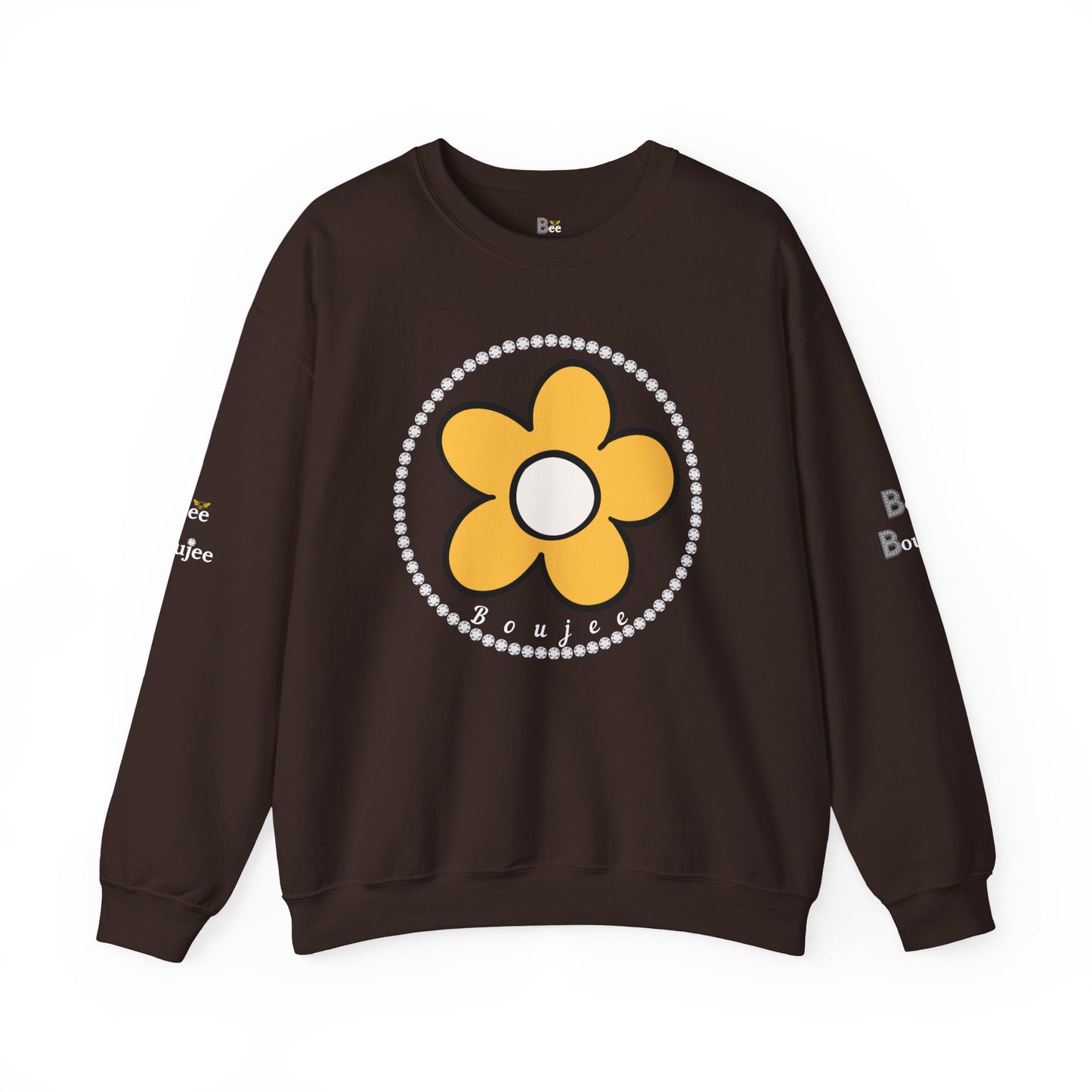Boujee Flower Yellow White - Heavy Blend™ Dark Colors Crewneck Sweatshirt