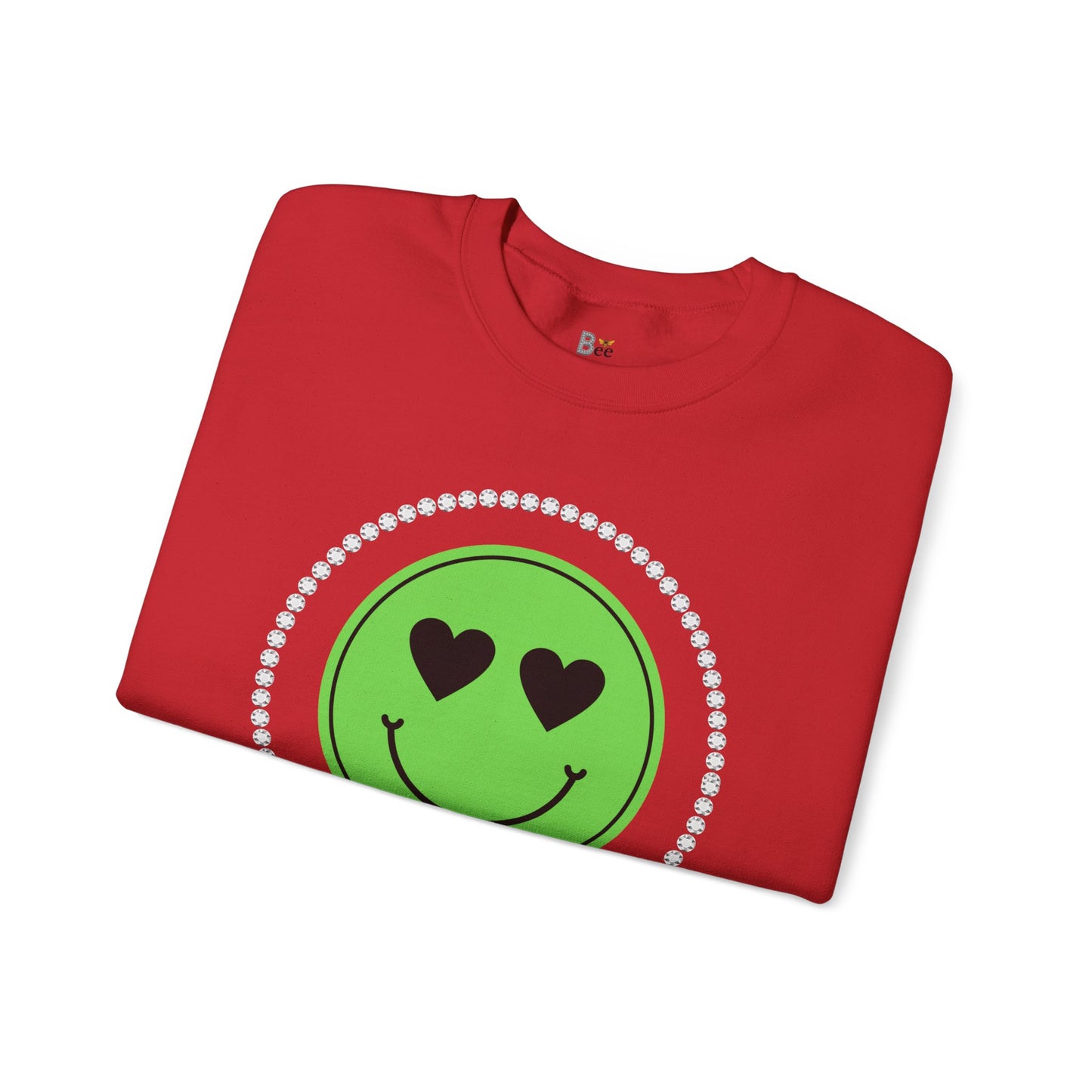 Boujee Smiley Face Heart Eyes Green - Heavy Blend™ Light Colors Crewneck Sweatshirt