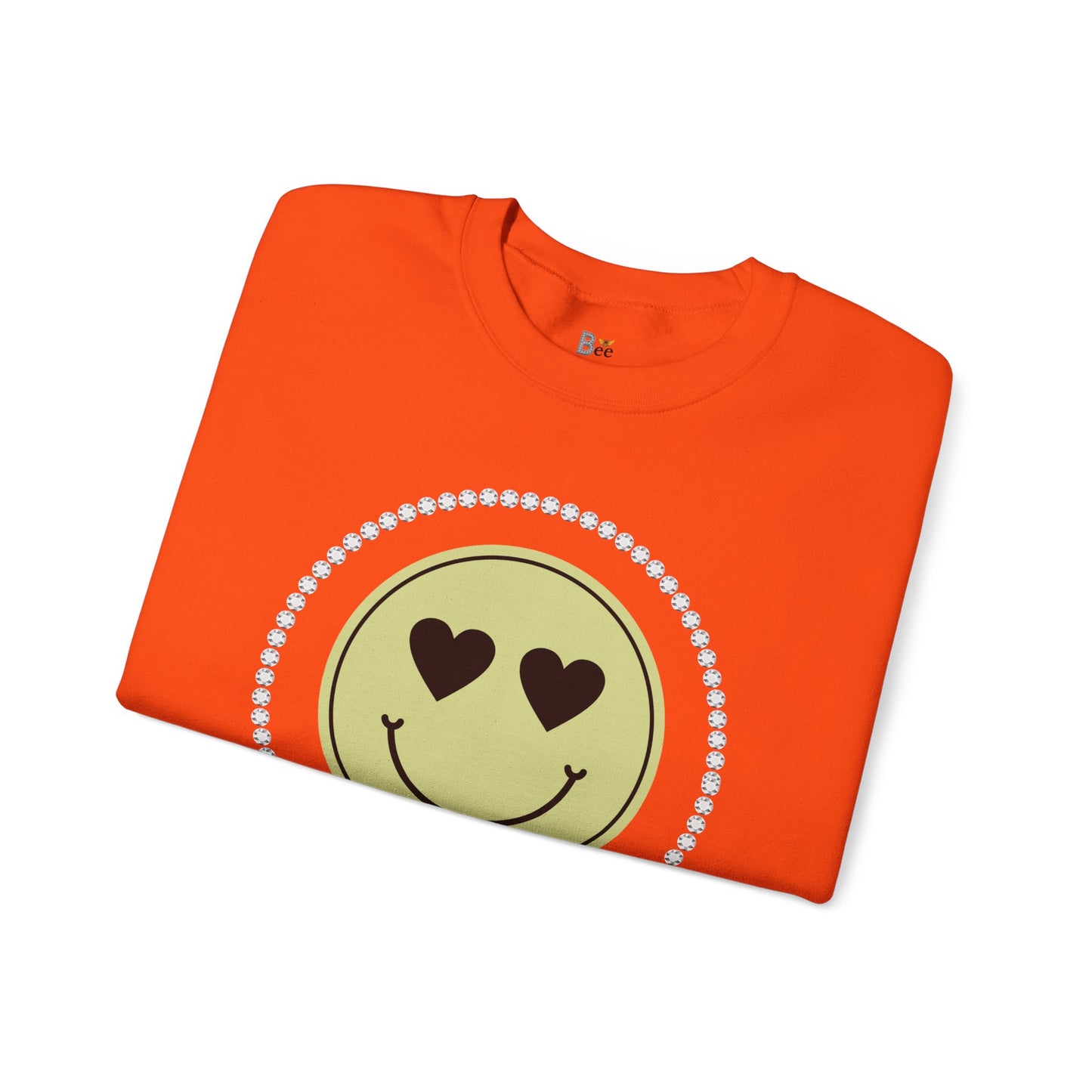 Boujee Smiley Face Heart Eyes Beige - Heavy Blend™ Light Colors Crewneck Sweatshirt