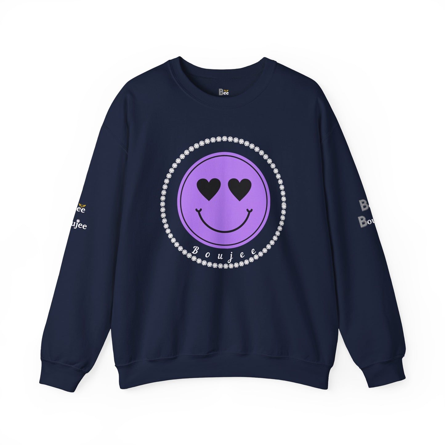 Boujee Smiley Face Purple Heart Eyes Yellow - Heavy Blend™ Dark Colors Crewneck Sweatshirt