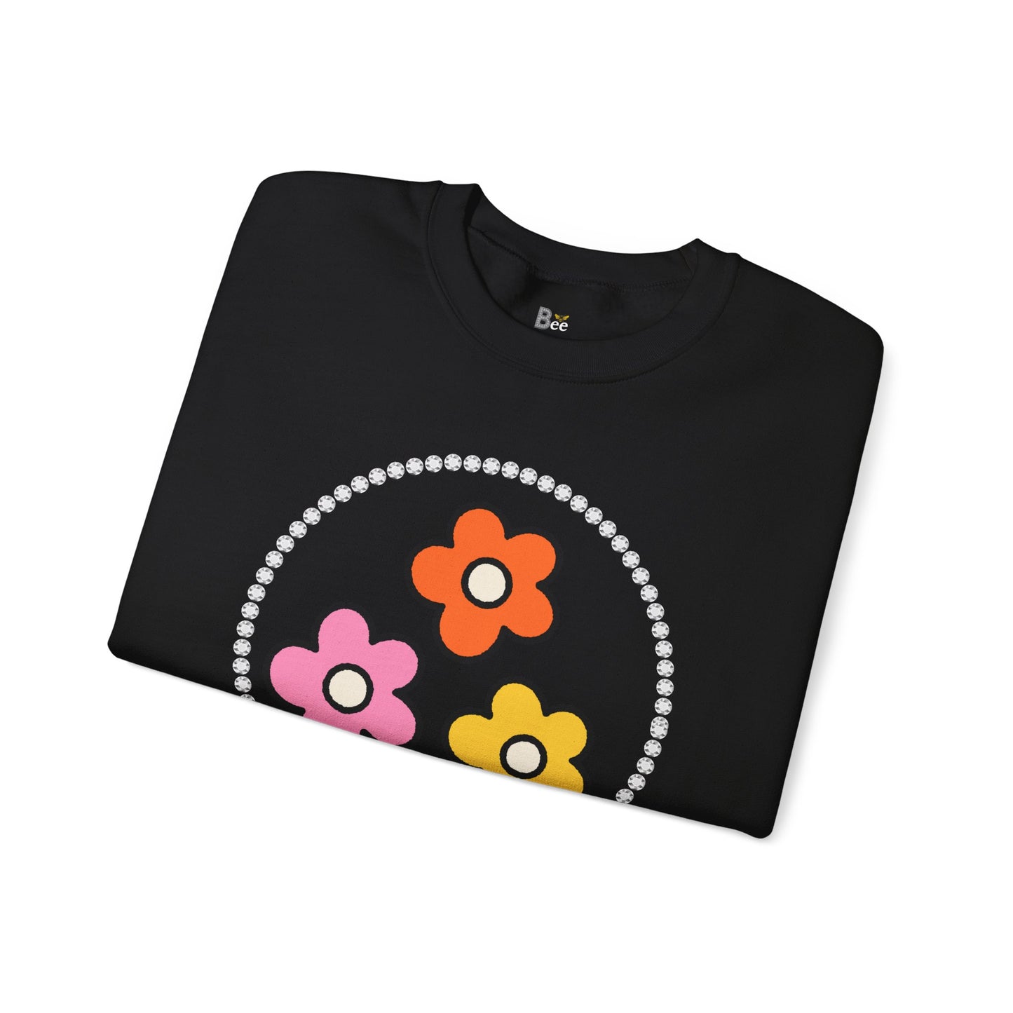 Boujee Mini Flowers Pink Orange Yellow in Diamonds Heavy Blend™ Dark Colors Crewneck Sweatshirt