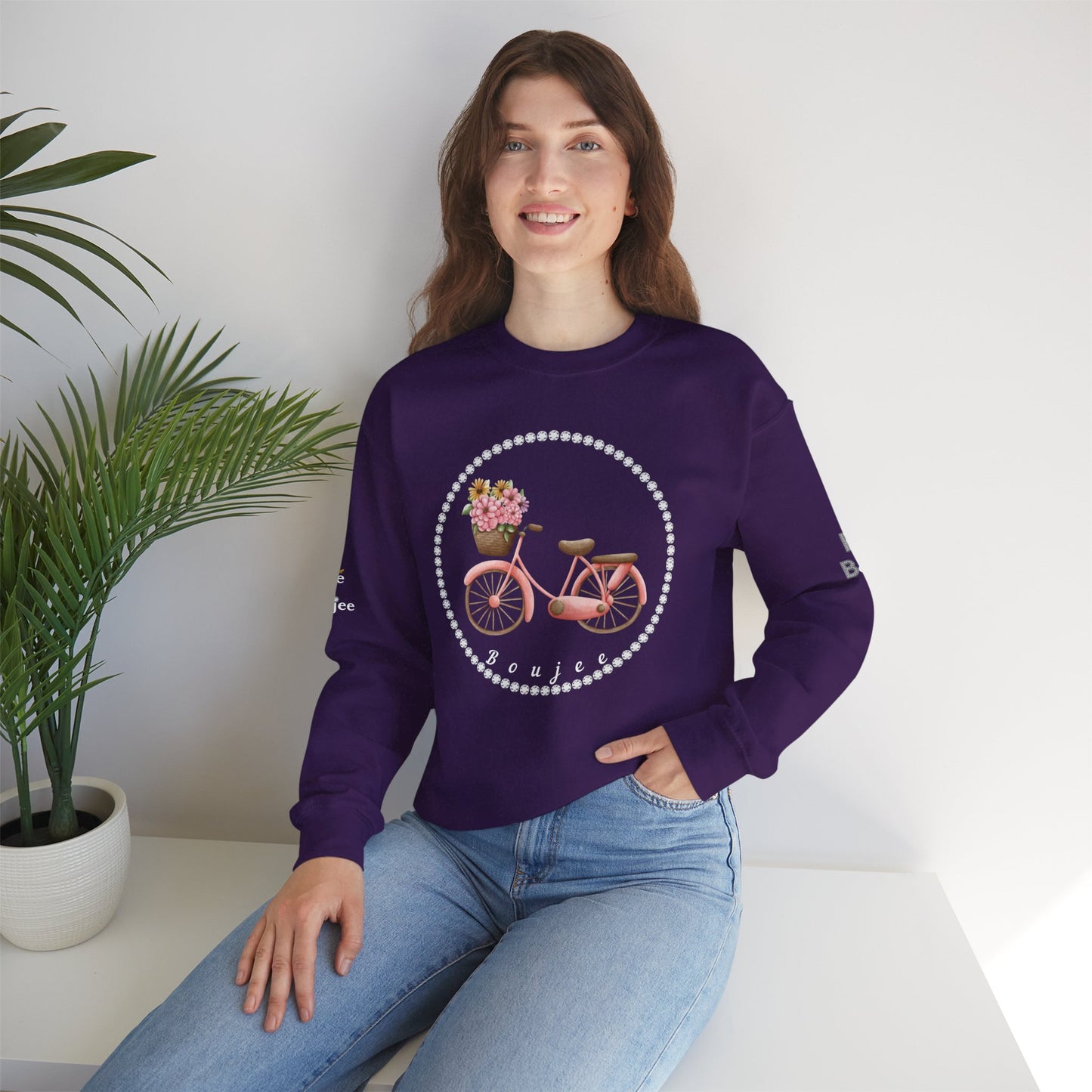 Boujee Bicycle Bouquet - Heavy Blend™ Dark Colors Crewneck Sweatshirt