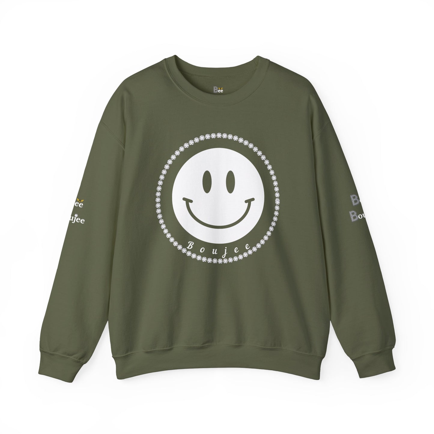 Boujee Smiley Face White - Heavy Blend™ Dark Colors Crewneck Sweatshirt