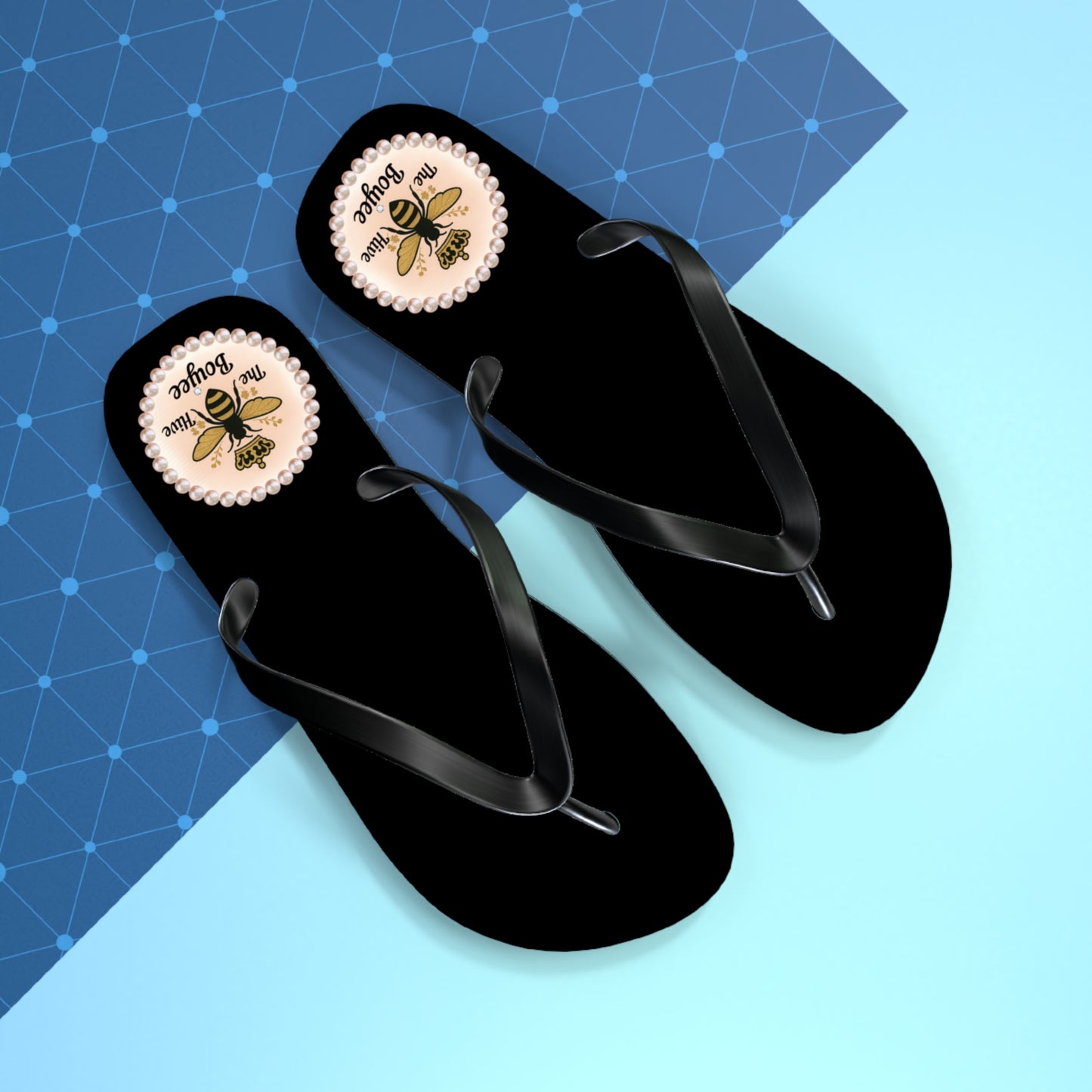 The Boujee Hive BLACK Flip Flops - LARGE
