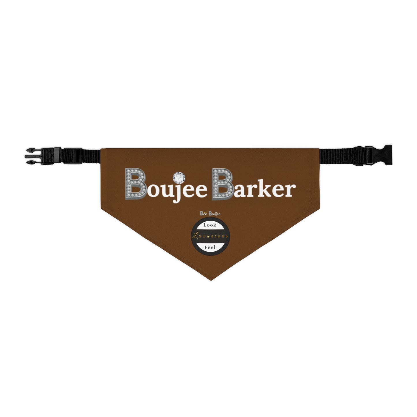 Boujee Barker Bandana BROWN - Pet Collar LARGE