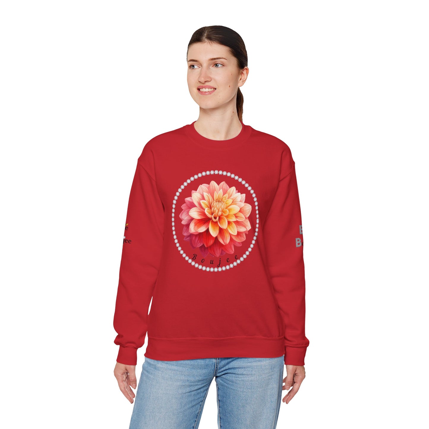 Boujee Flower Pink Yellow - Heavy Blend™ Light Colors Crewneck Sweatshirt