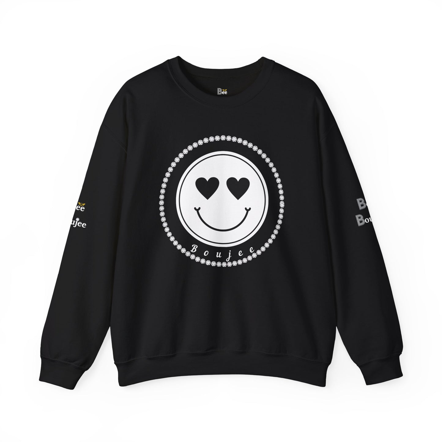 Boujee Smiley Face White Heart Eyes - Heavy Blend™ Dark Colors Crewneck Sweatshirt