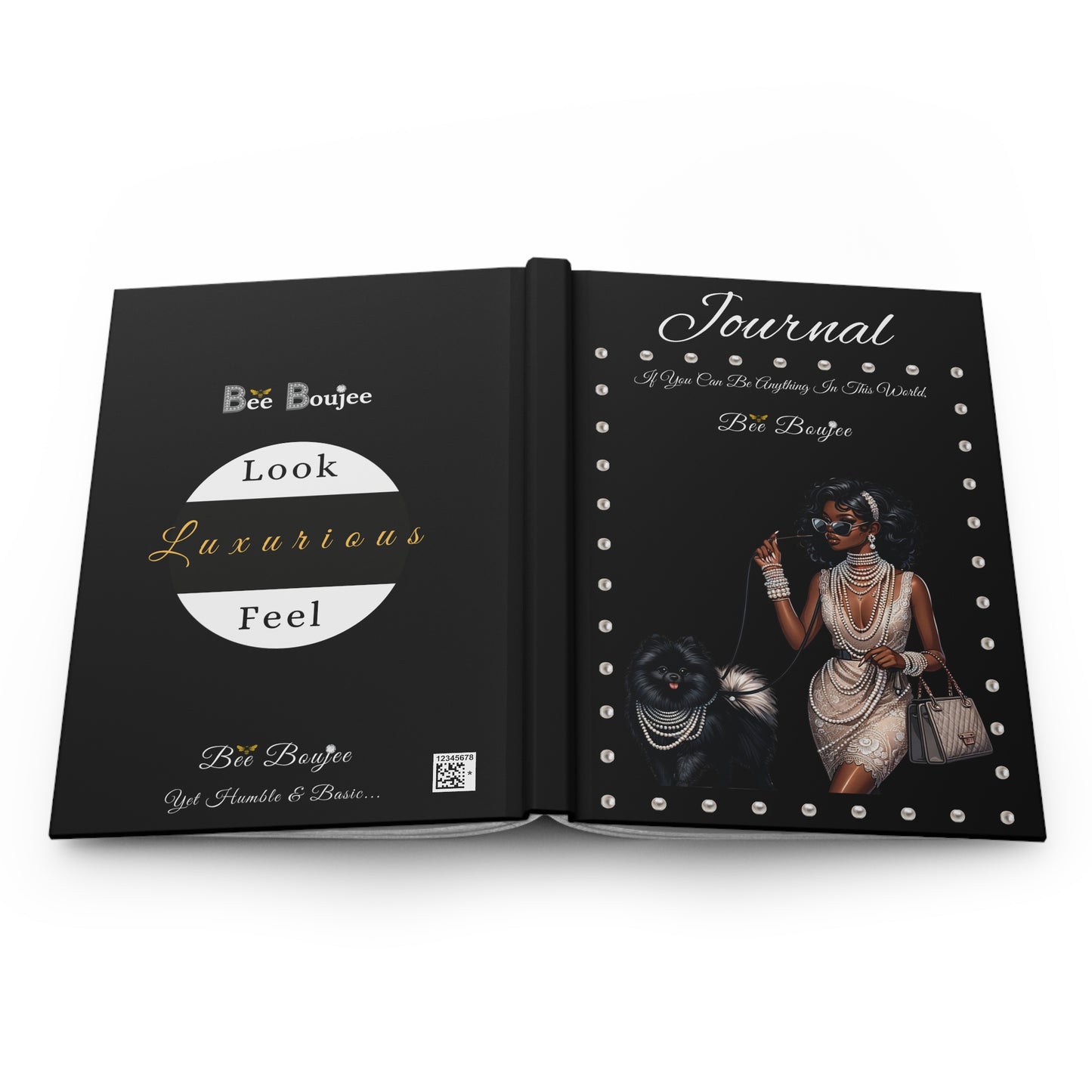 Hardcover "Bee" Boujee PEARLS Stroll 01- Journal Matte BLACK