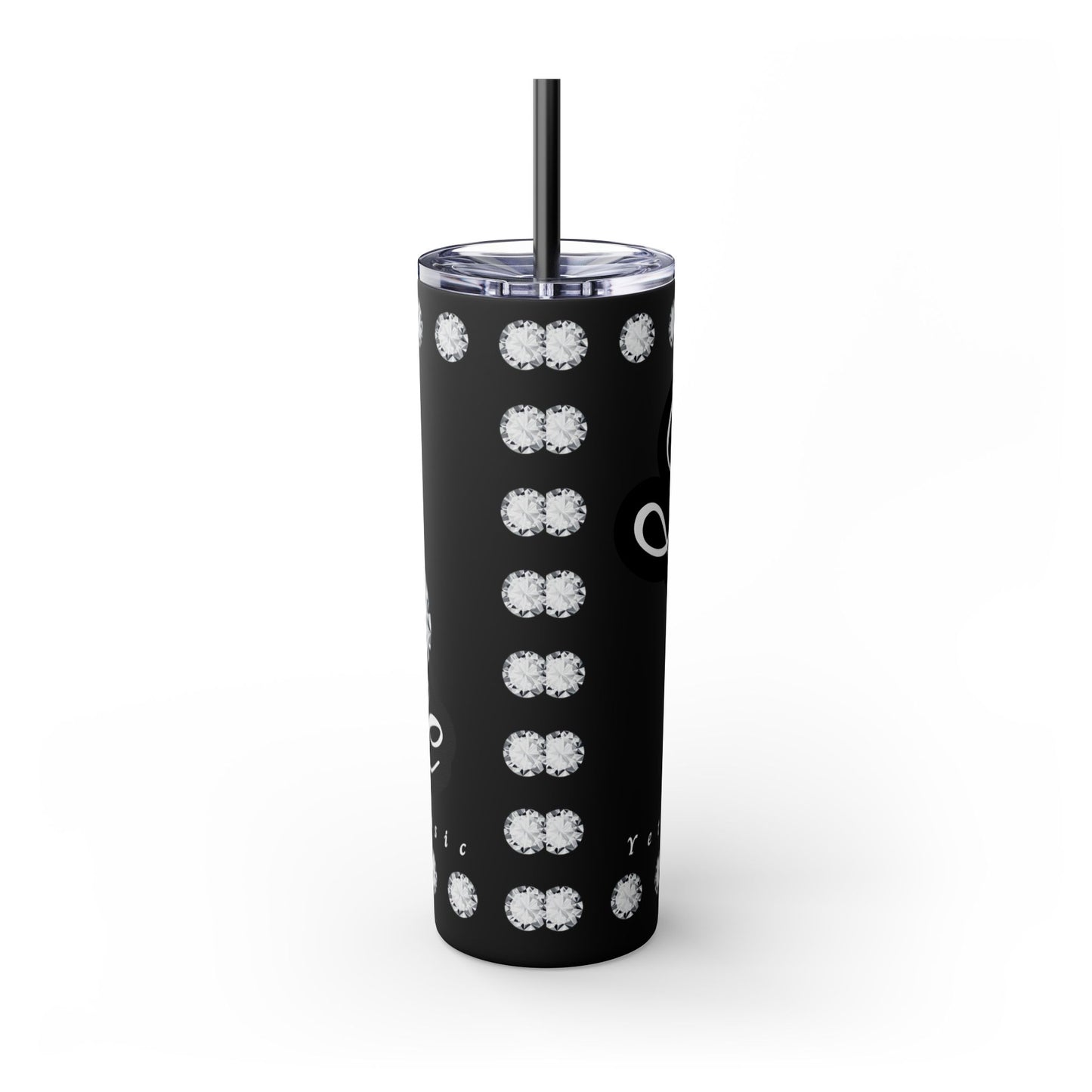 Boujee Yet Humble & Basic in DIAMONDS - Skinny Tumbler with Straw, 20oz