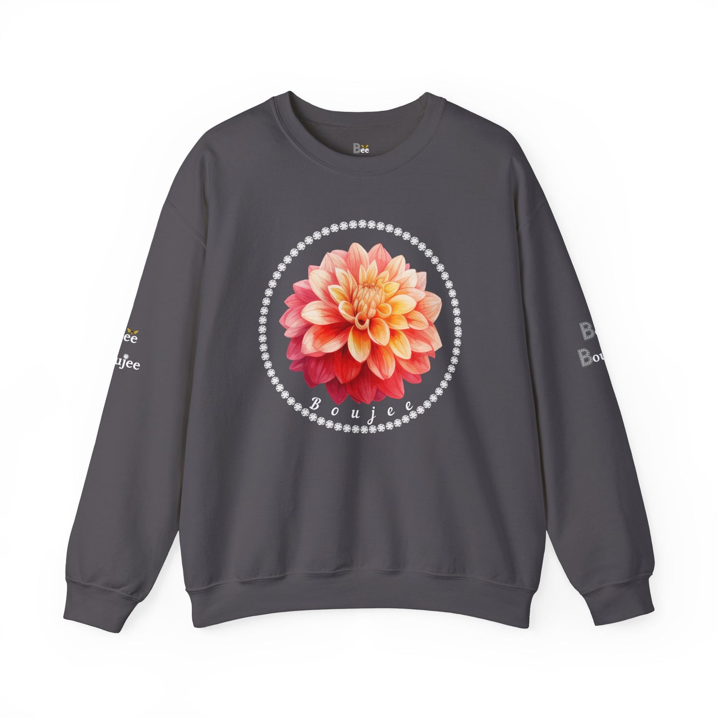 Boujee Flower Pink Yellow - Heavy Blend™ Dark Colors Crewneck Sweatshirt