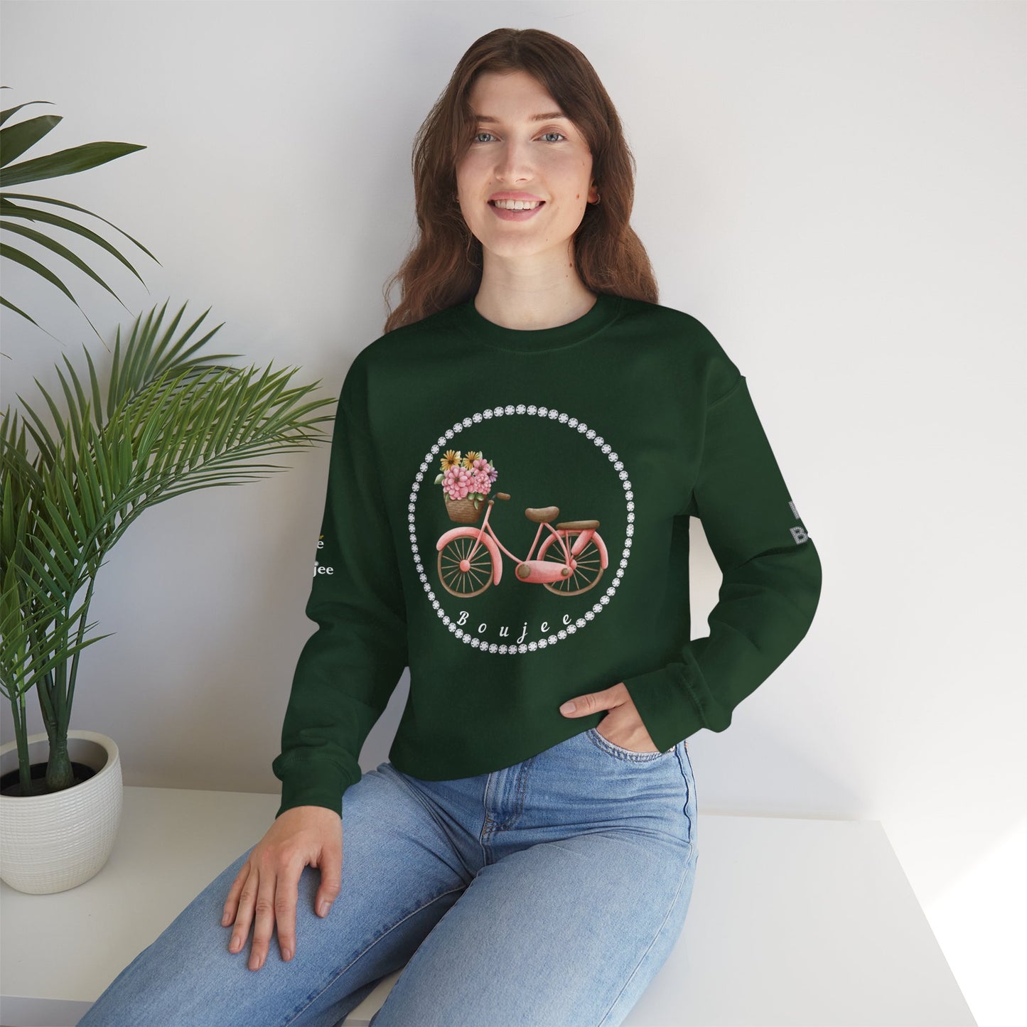Boujee Bicycle Bouquet - Heavy Blend™ Dark Colors Crewneck Sweatshirt