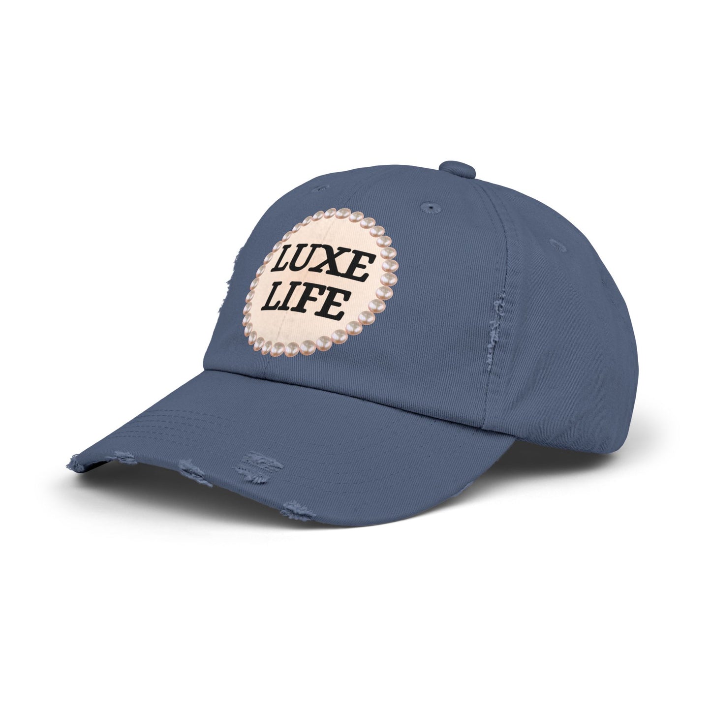 Luxe Life - Distressed Pearl-Emblem Cap