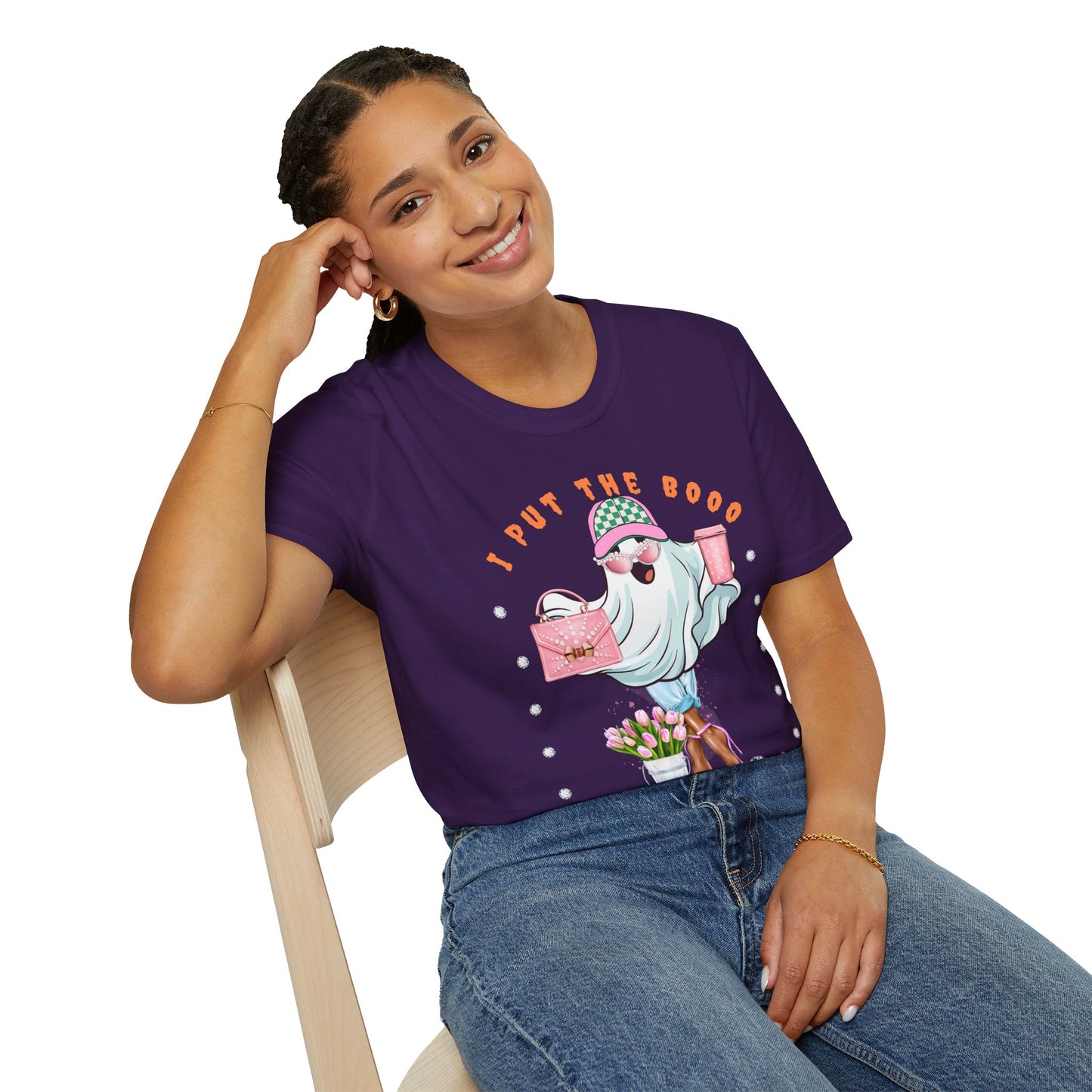 Halloween Booo in Boooujee - Softstyle T-Shirt BROWN SKIN TONE