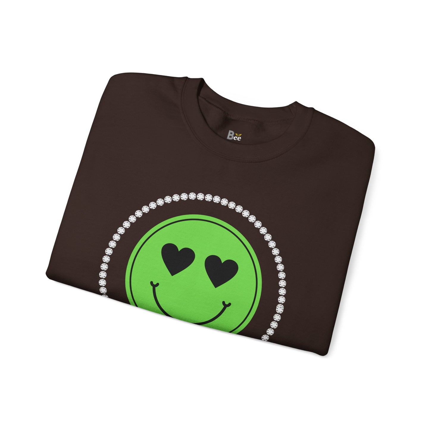 Boujee Smiley Face Green Heart Eyes - Heavy Blend™ Dark Colors Crewneck Sweatshirt