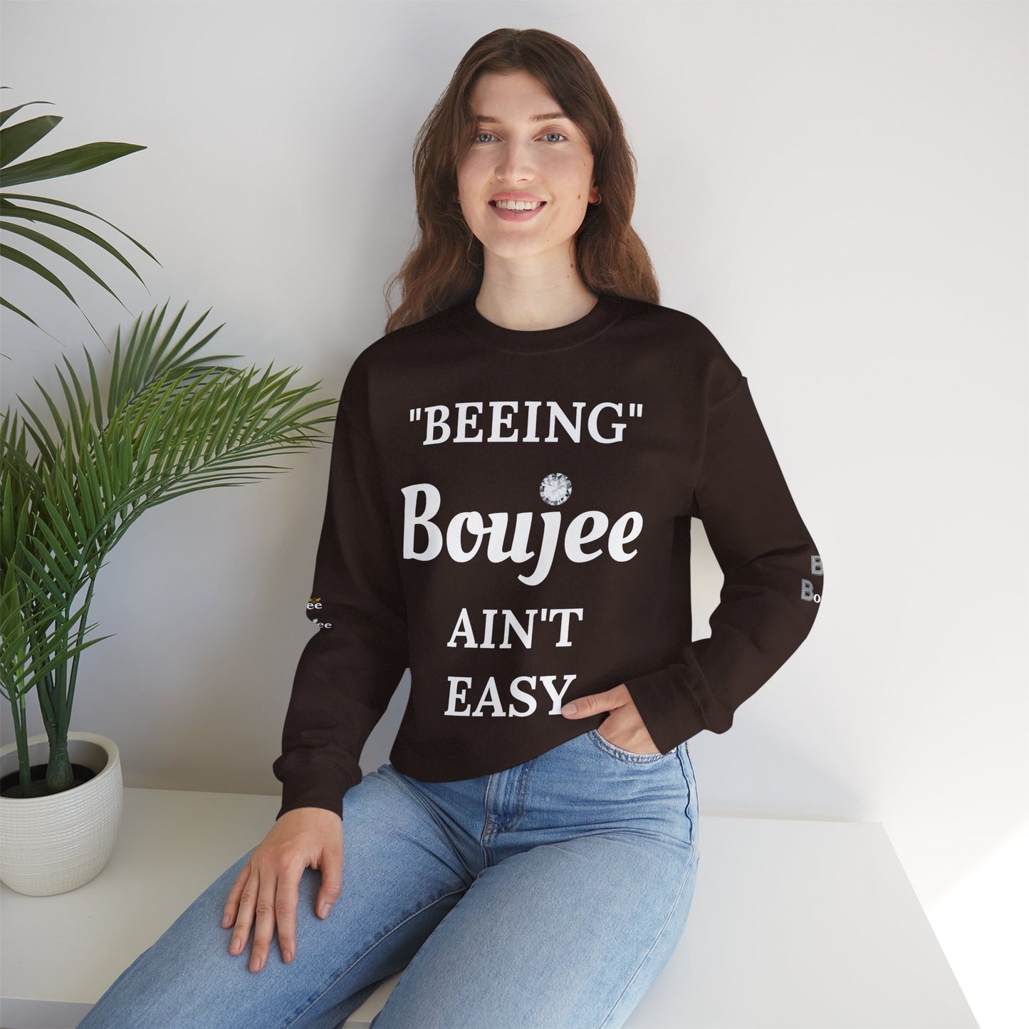 "Beeing" Boujee Ain't Easy- Heavy Blend™ Dark Colors Crewneck Sweatshirt