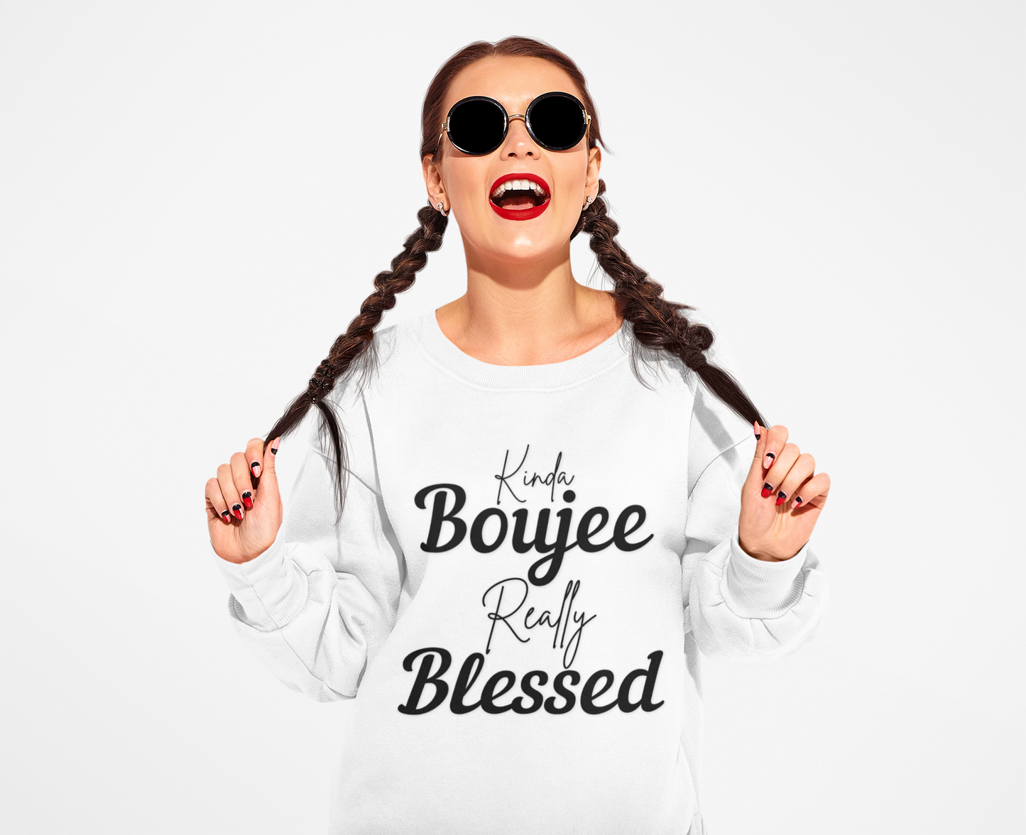 Kinda Boujee Really Blessed Sweatshirt - Cozy Unisex Apparel, Stylish Gift, Everyday Comfort, Perfect for Holidays, Casual Wear