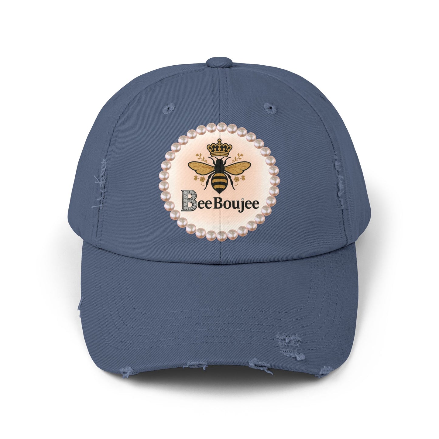 Bee Boujee Distressed Pearl-Emblem Cap