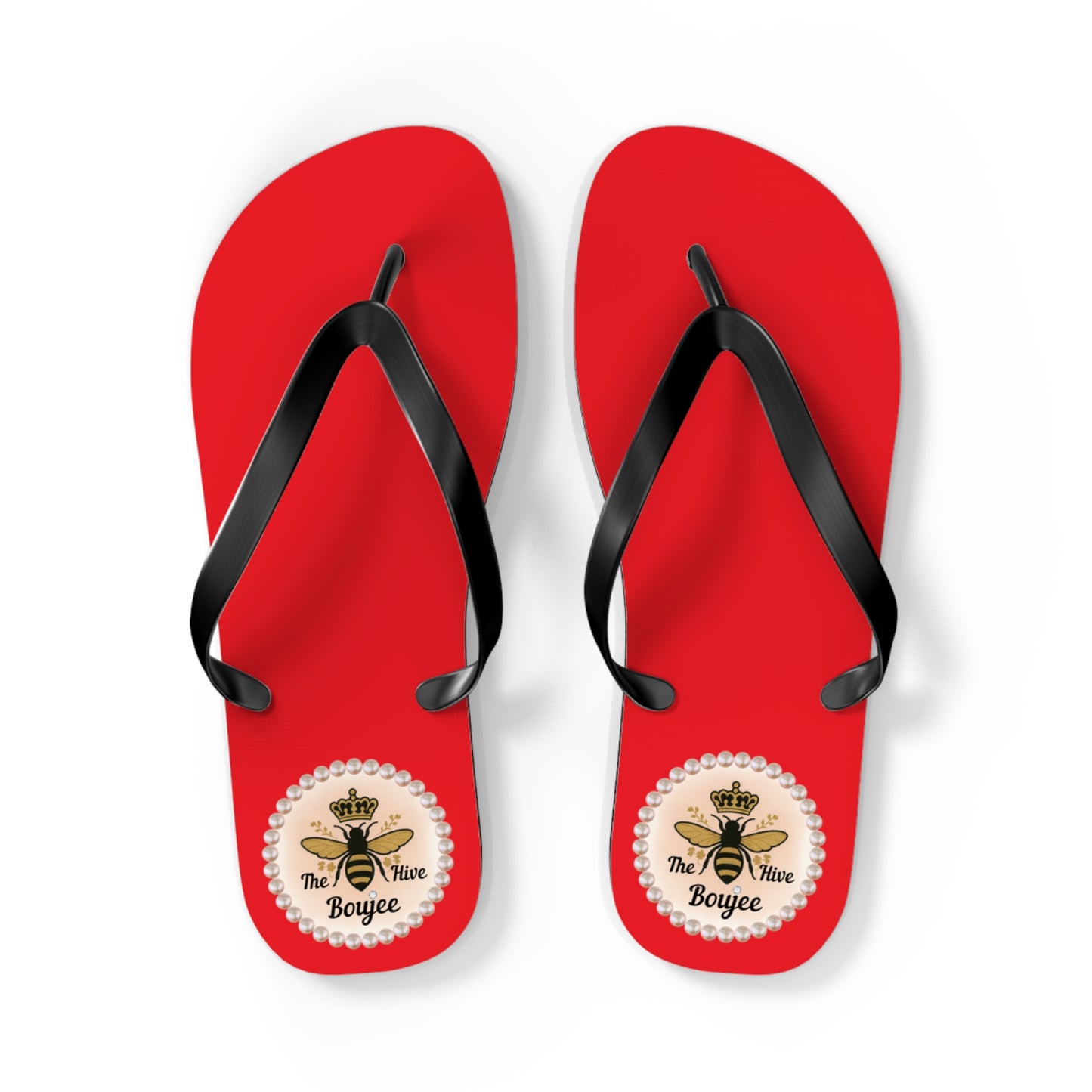 The Boujee Hive RED Flip Flops - LARGE