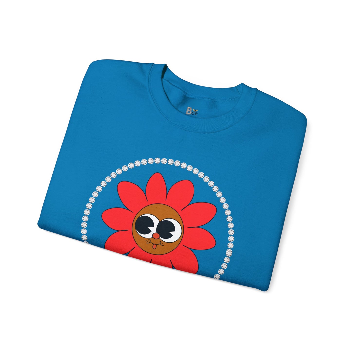 Boujee Flower Smiley Face Red Brown Wide-Eyed - Heavy Blend™ Light Colors Crewneck Sweatshirt