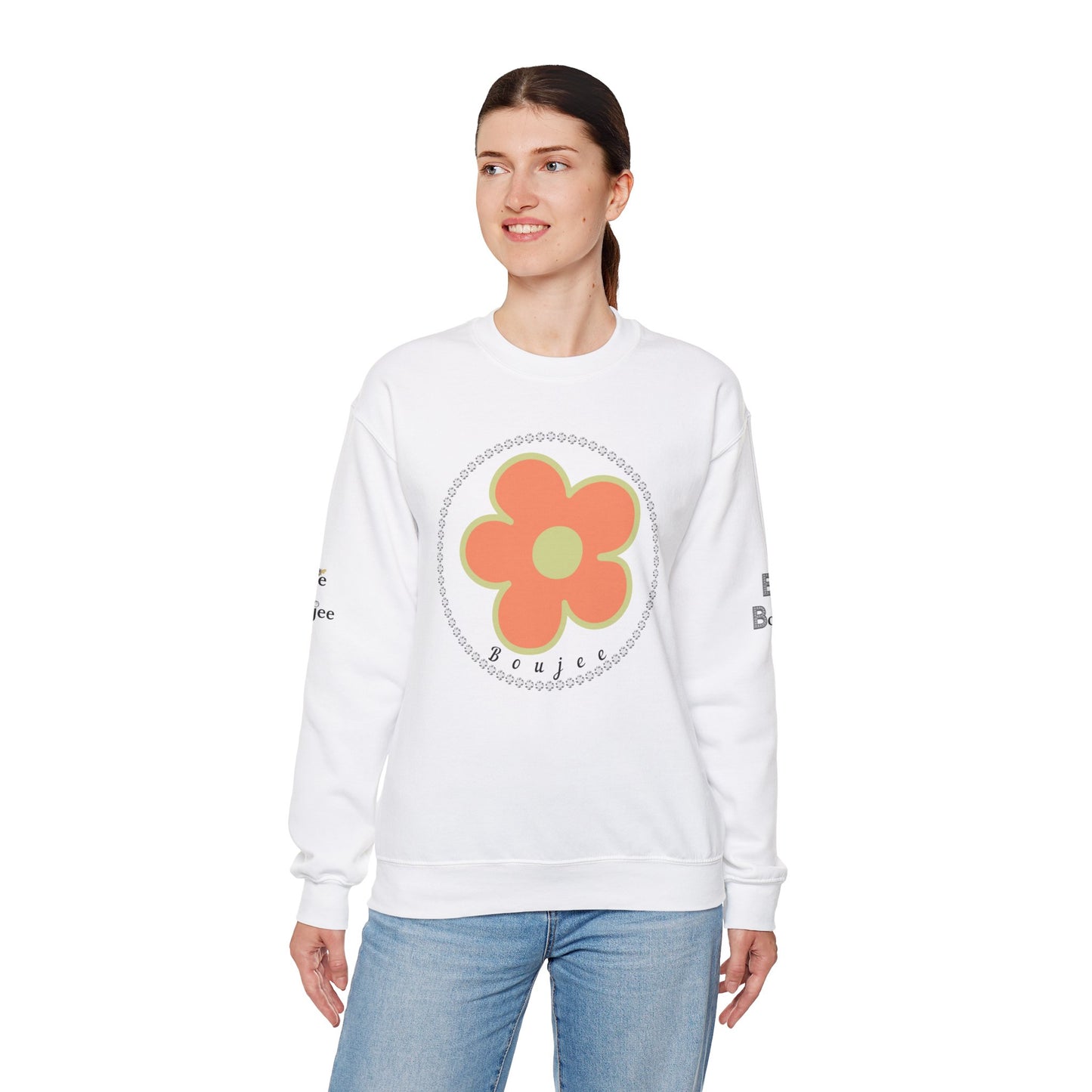 Boujee Flower Orange Green - Heavy Blend™ Light Colors Crewneck Sweatshirt