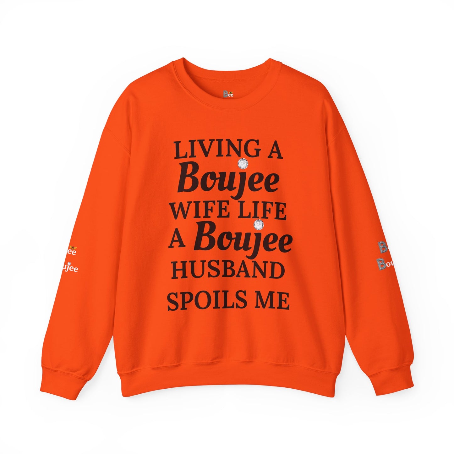 Living a Boujee Wife Life A Boujee Husband Spoils Me - Heavy Blend™ Light Colors Crewneck Sweatshirt