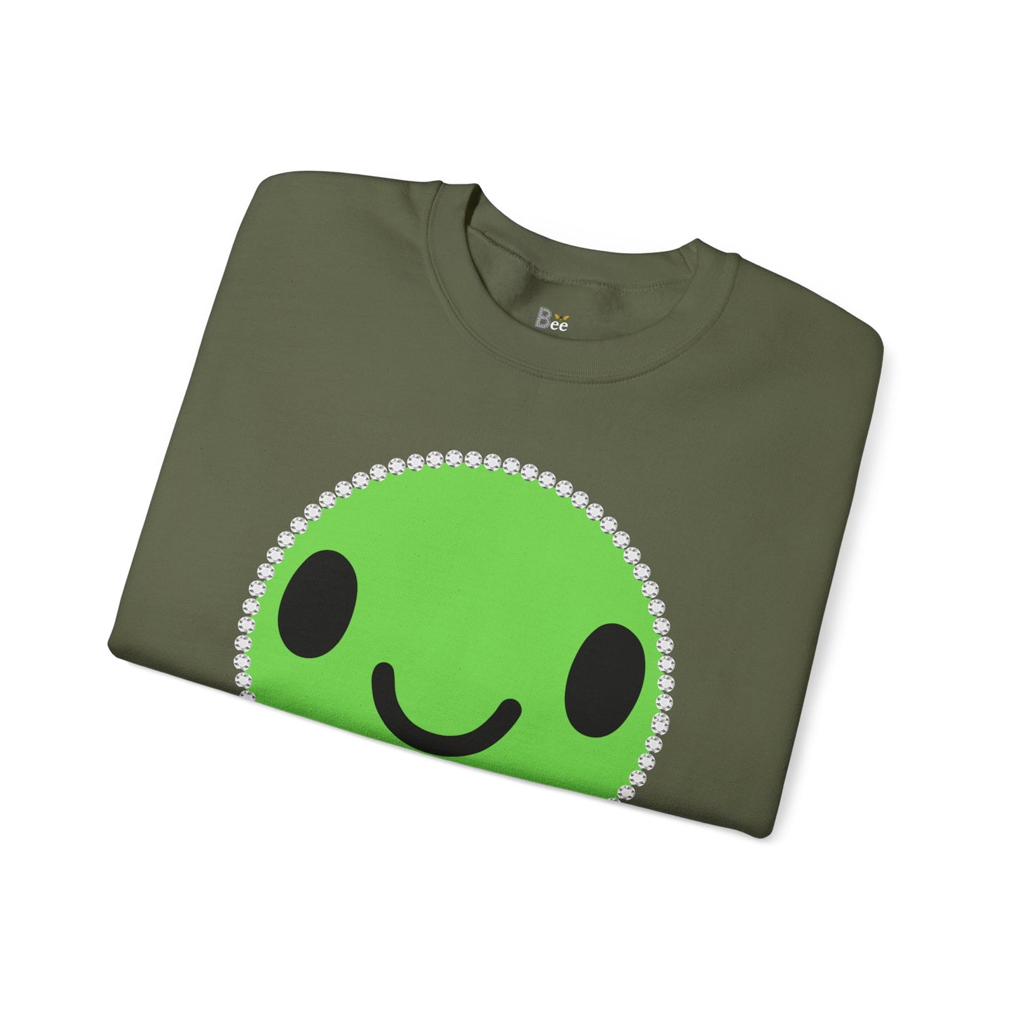 Boujee Smiley Face Green - Heavy Blend™ Dark Colors Crewneck Sweatshirt