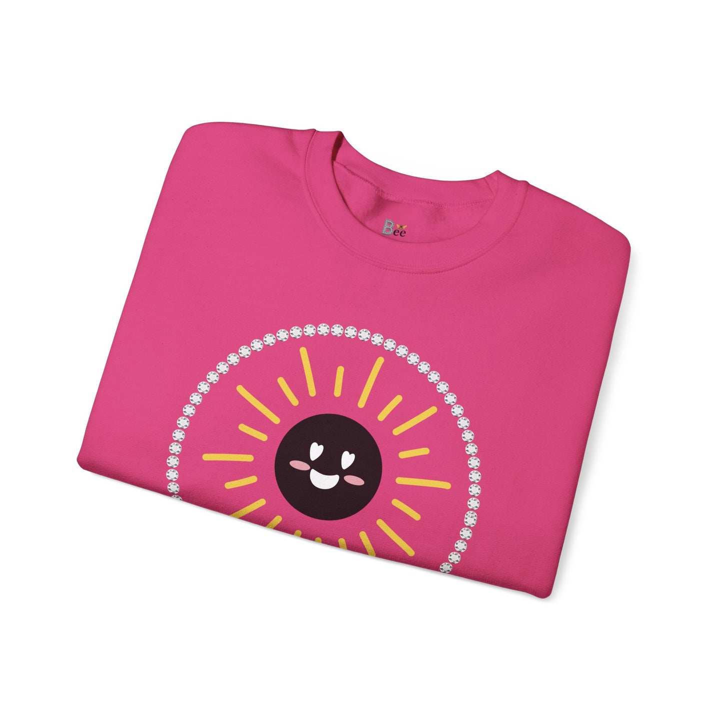 Boujee Sunshine Smiley Face Black - Heavy Blend™ Light Colors Crewneck Sweatshirt