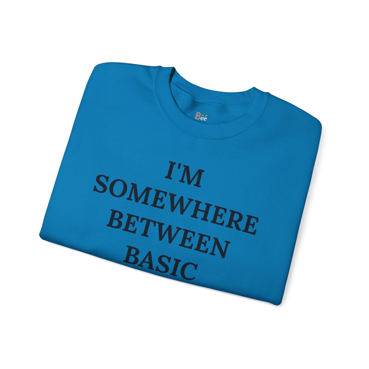 I'm Somewhere Between Basic & Boujee - Heavy Blend™ Light Colors Crewneck Sweatshirt