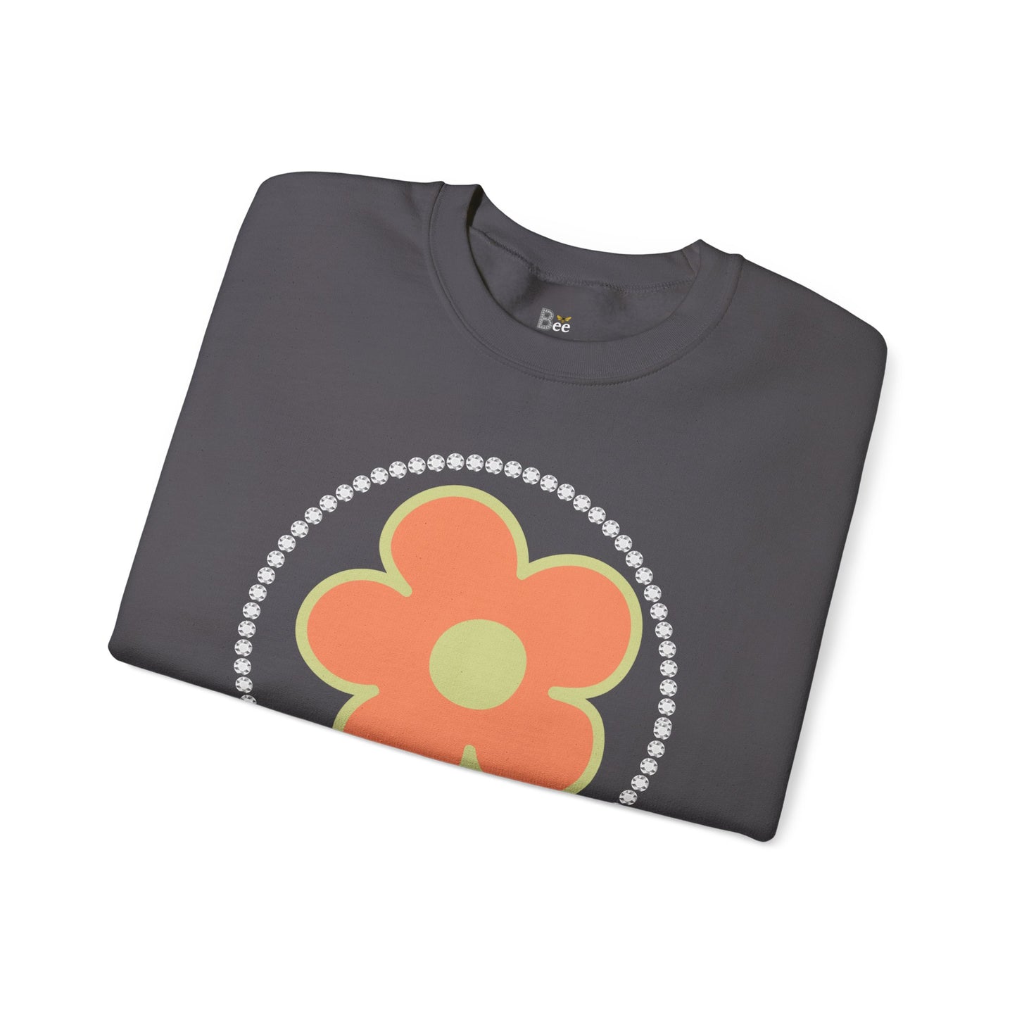 Boujee Flower Orange Green - Heavy Blend™ Dark Colors Crewneck Sweatshirt