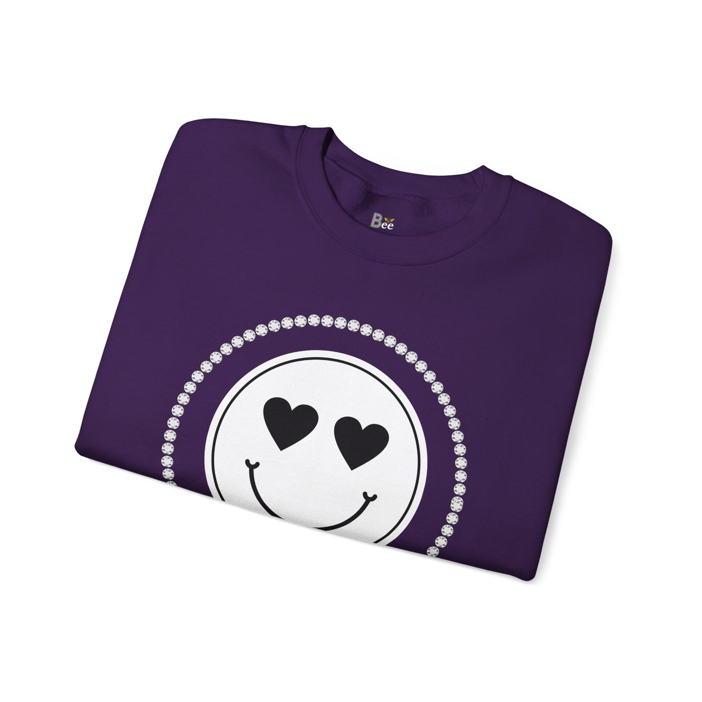 Boujee Smiley Face White Heart Eyes - Heavy Blend™ Dark Colors Crewneck Sweatshirt