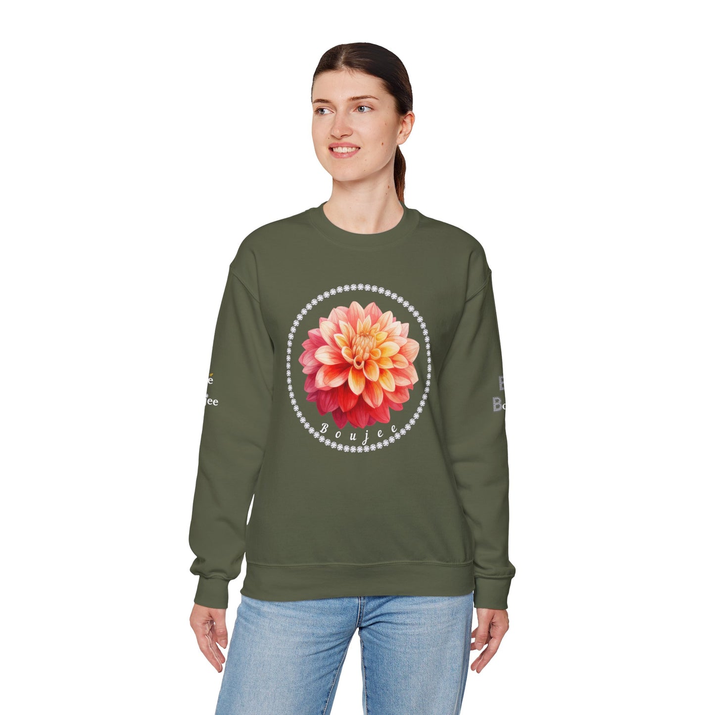 Boujee Flower Pink Yellow - Heavy Blend™ Dark Colors Crewneck Sweatshirt